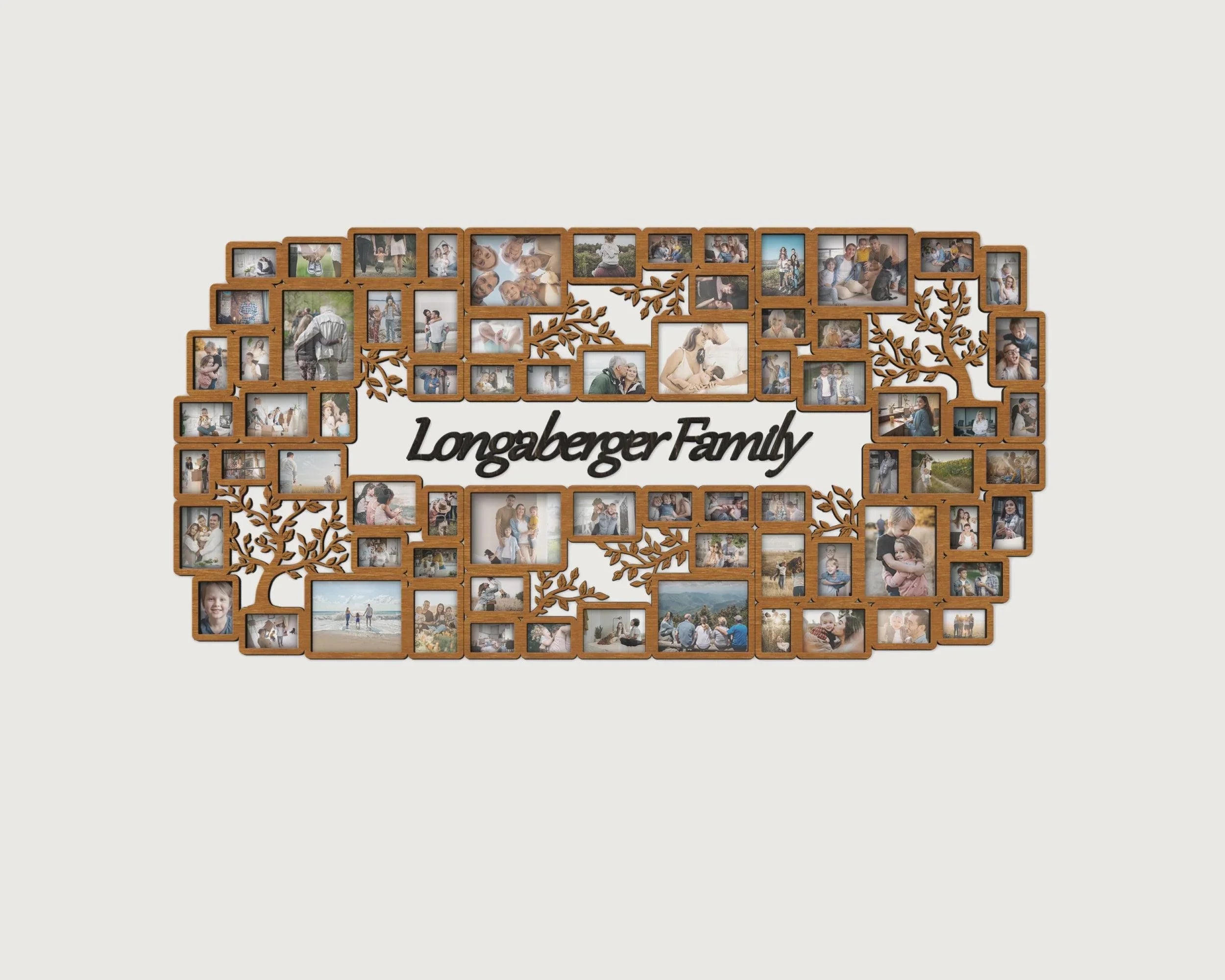 Personalized wooden picture frame collage XXXL wall centerpiece Large wall photo art Custom text Living room decor Family tree photo frame - The Frame Depot