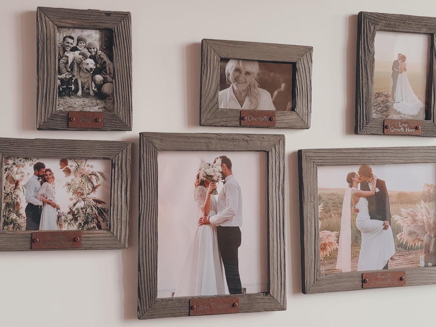 Rustic barn wood photo frame with Personalized vintage rusty plate decor Farmhouse picture wall frame Antique vibe Custom housewarming gift