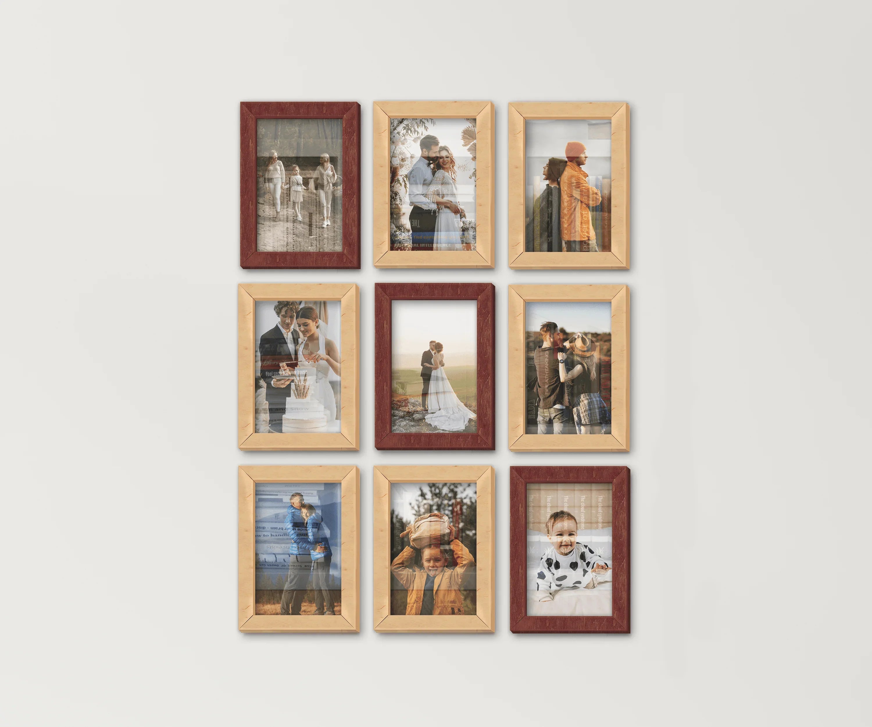 9 Piece Square Photo Frame Set | Gallery Wall Frame - The Frame Depot
