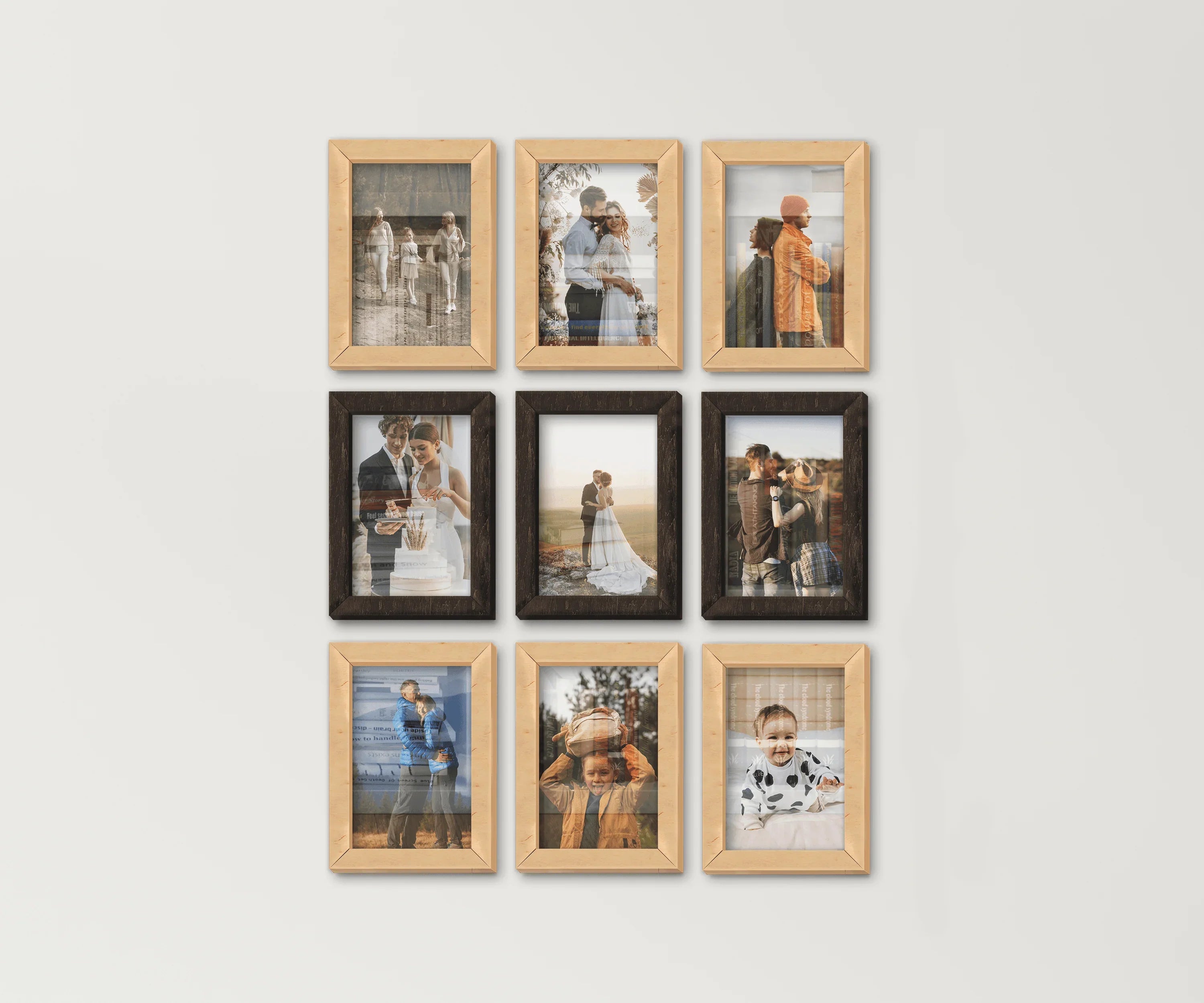 9 Piece Square Photo Frame Set | Gallery Wall Frame - The Frame Depot