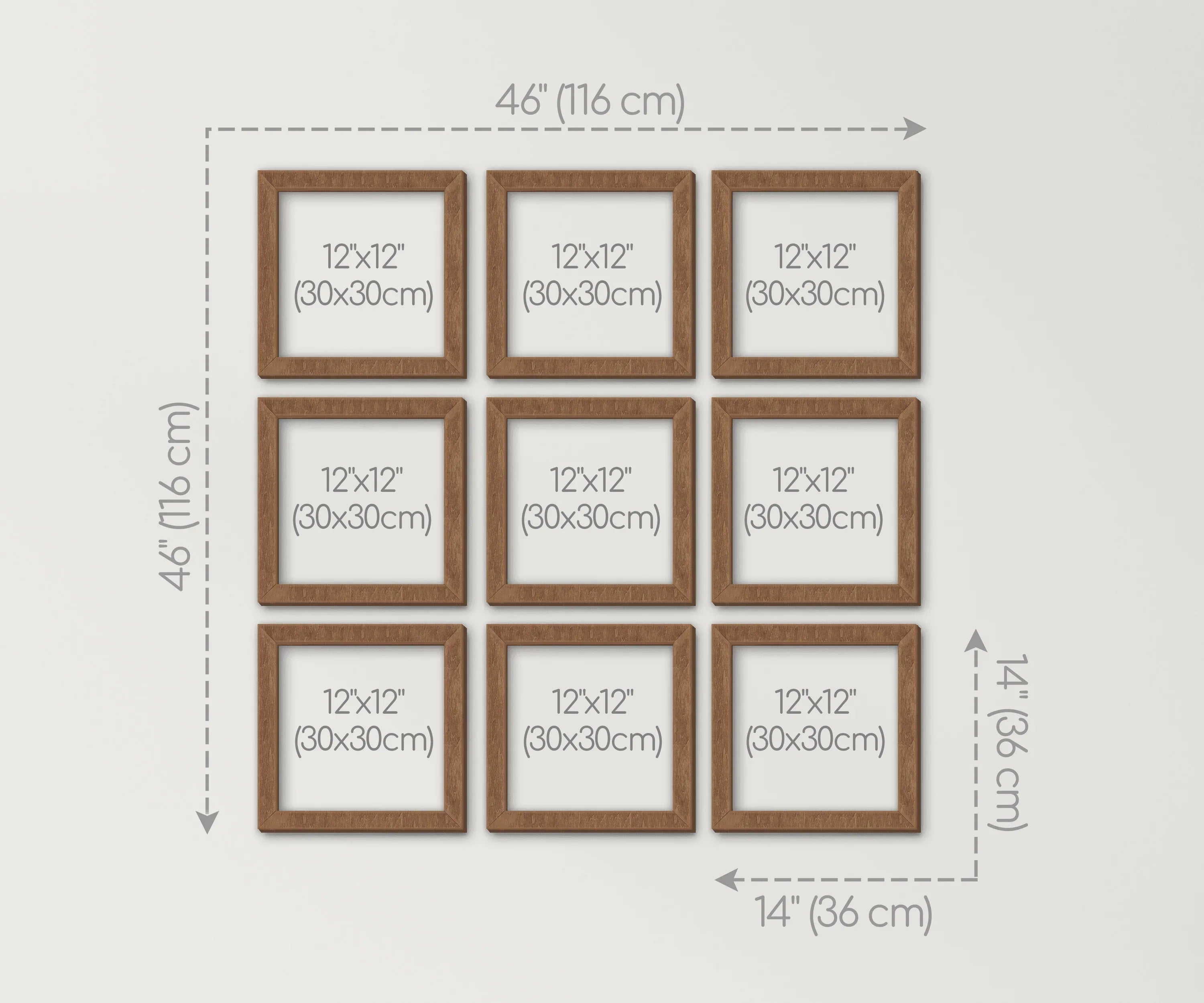 9 Piece frames | Modern wall gallery | Square picture set - The Frame Depot