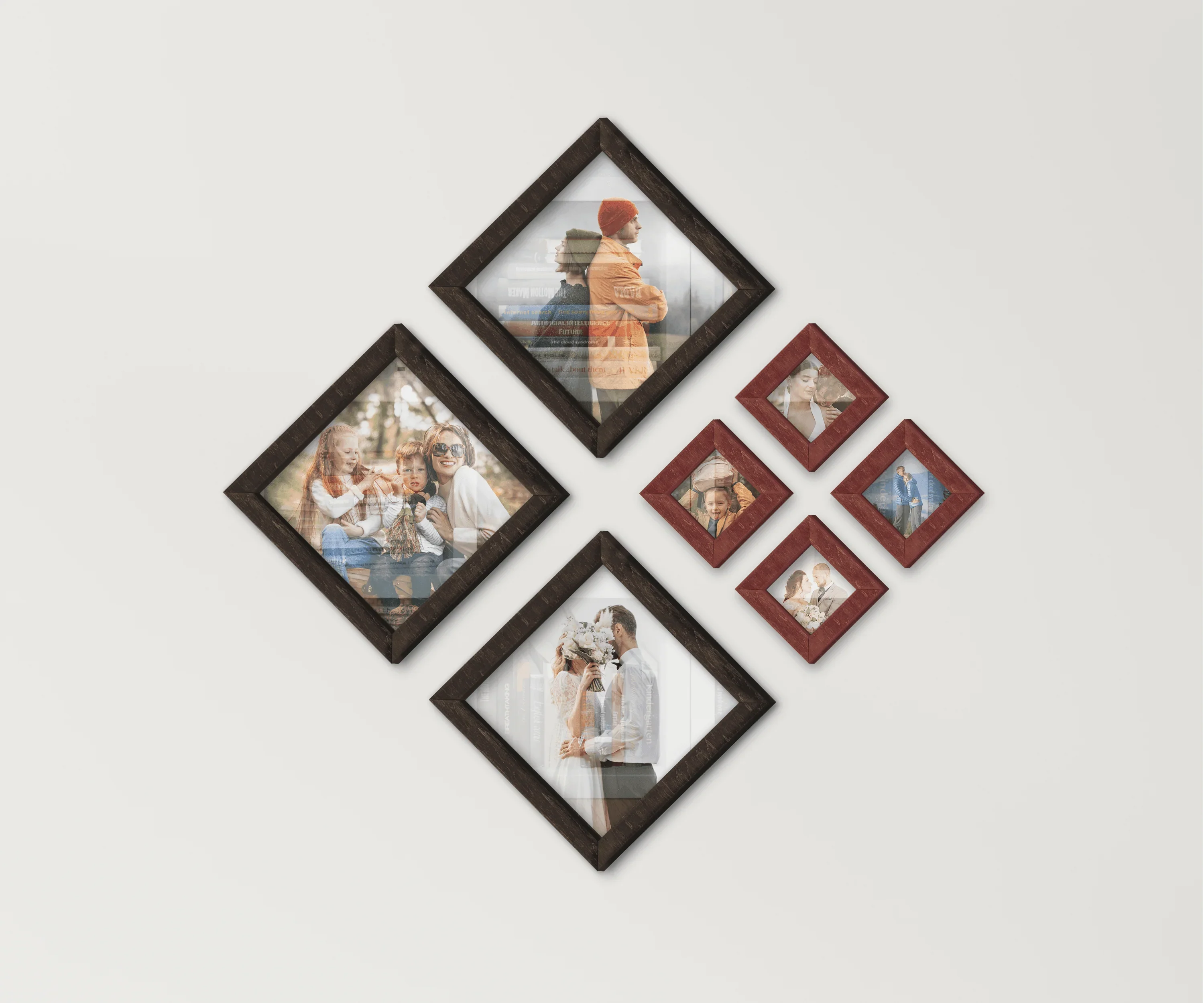 Diamond Wooden Picture Frame Set | Puzzle Photo Collage - The Frame Depot