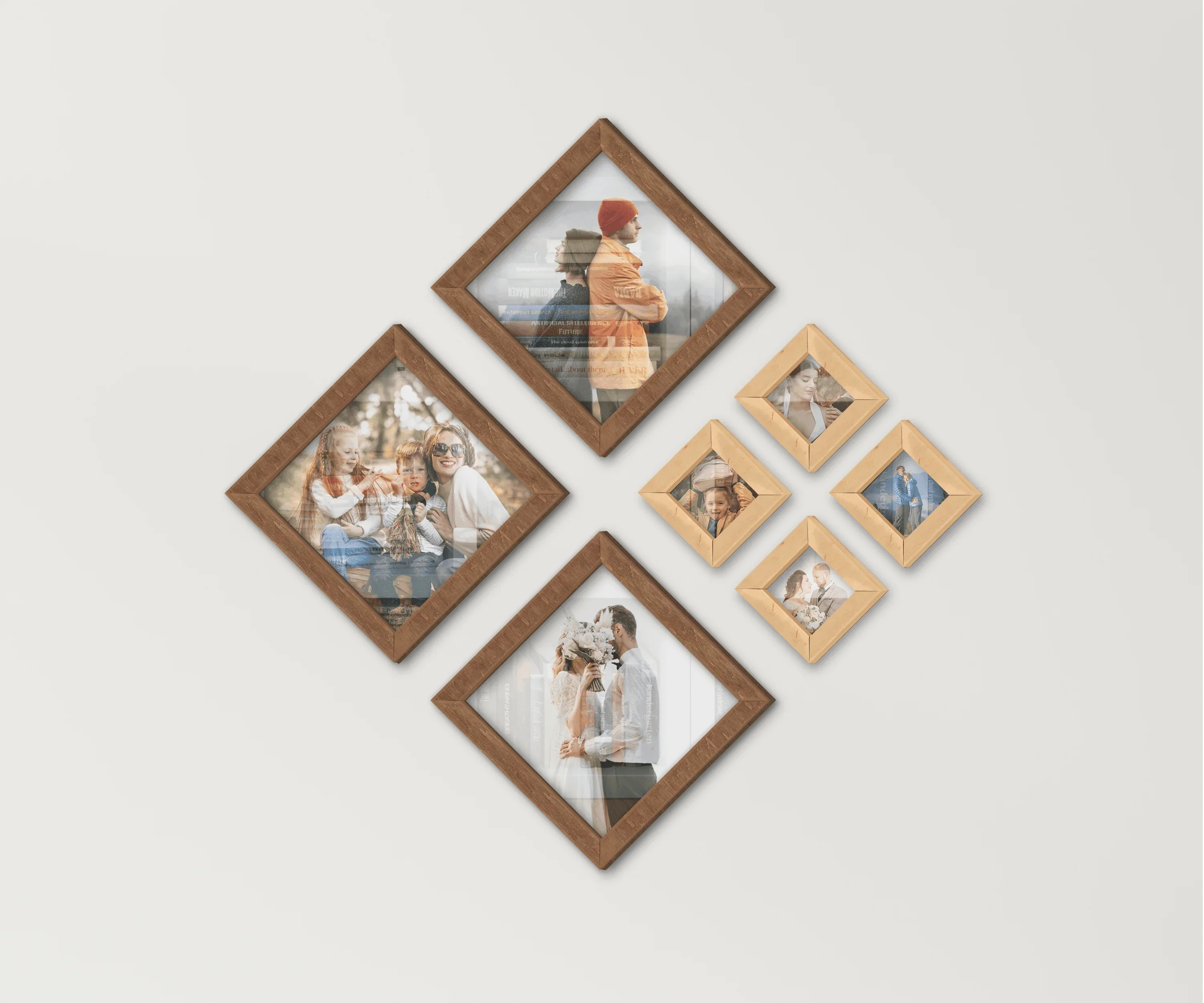 Diamond Wooden Picture Frame Set | Puzzle Photo Collage - The Frame Depot