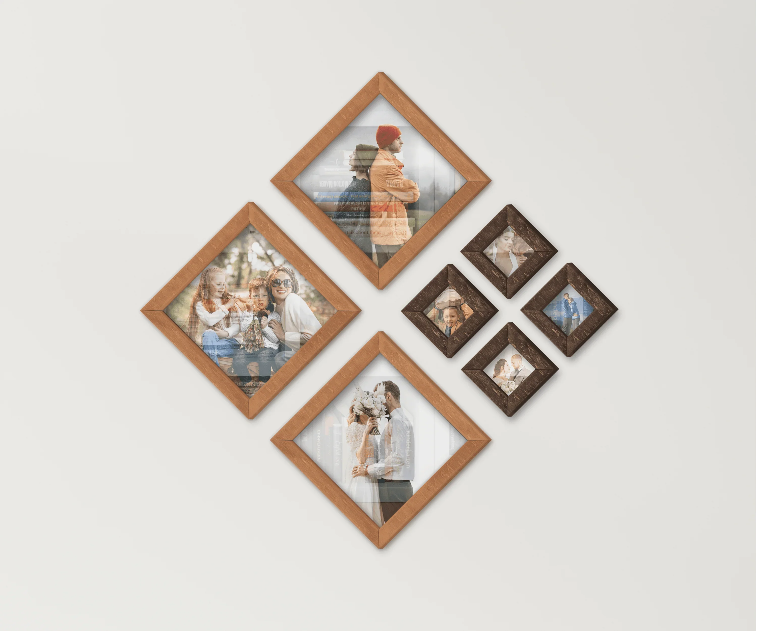 Diamond Wooden Picture Frame Set | Puzzle Photo Collage - The Frame Depot