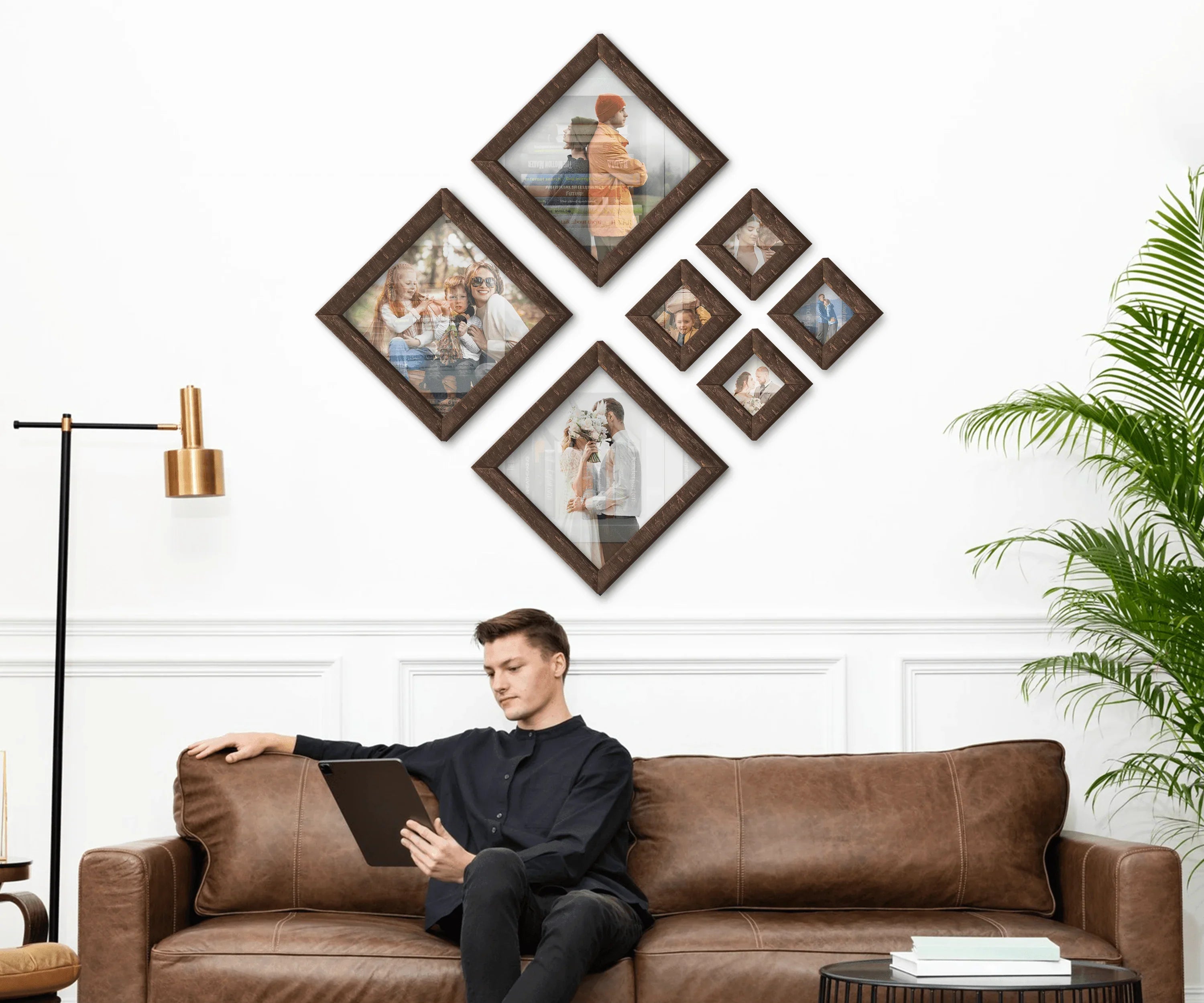 Diamond Wooden Picture Frame Set | Puzzle Photo Collage - The Frame Depot
