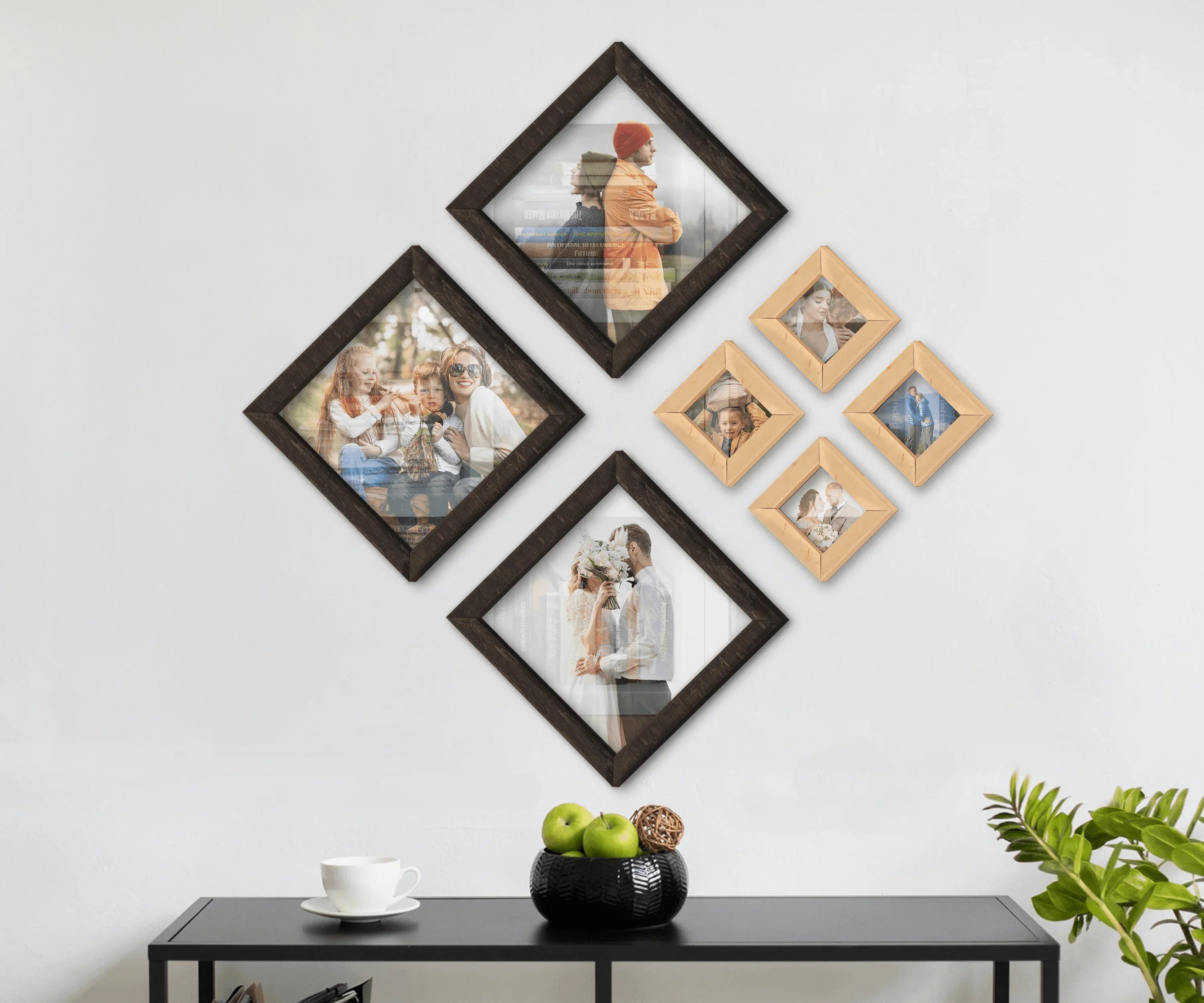 Diamond Wooden Picture Frame Set | Puzzle Photo Collage - The Frame Depot