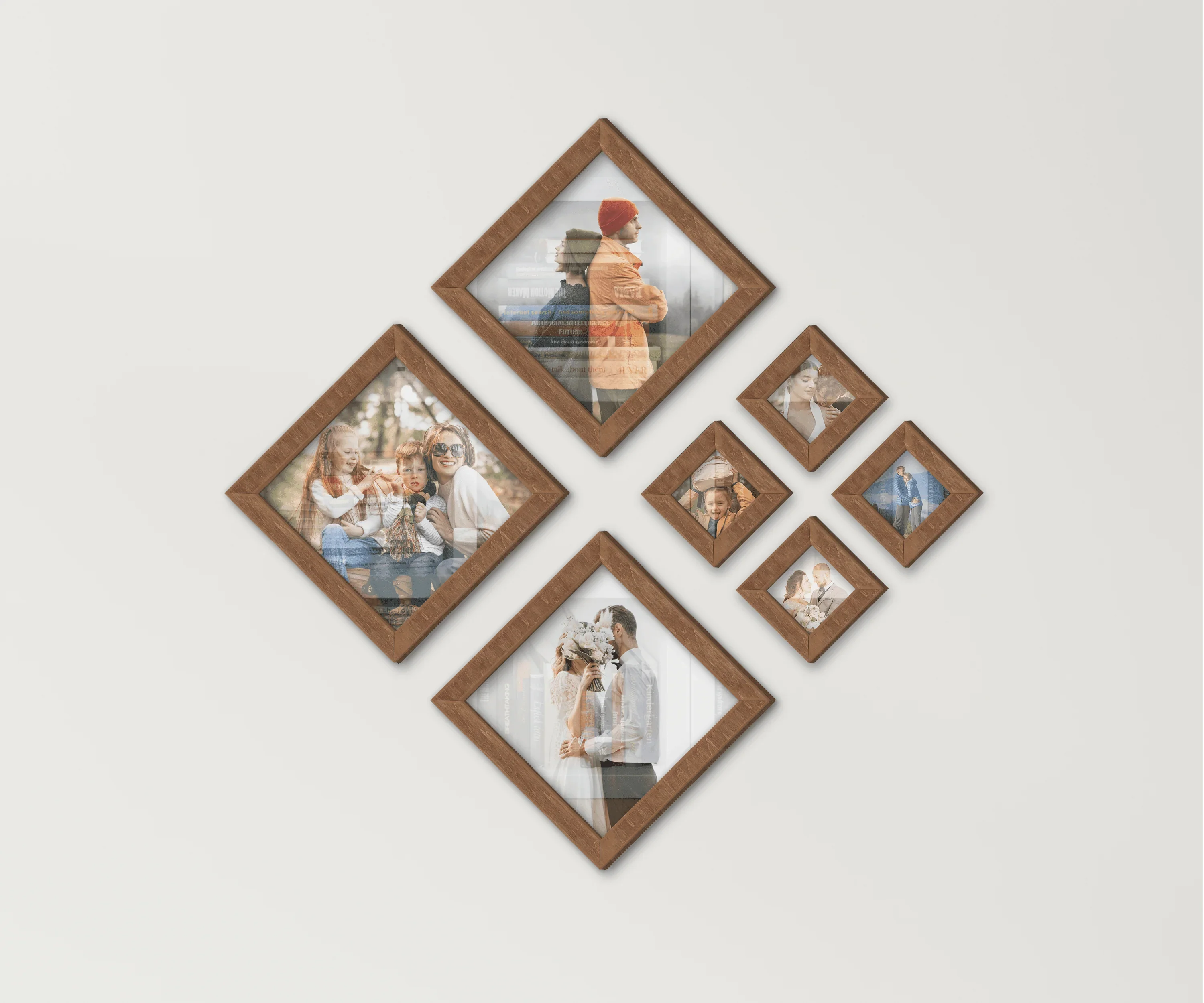 Diamond Wooden Picture Frame Set | Puzzle Photo Collage - The Frame Depot