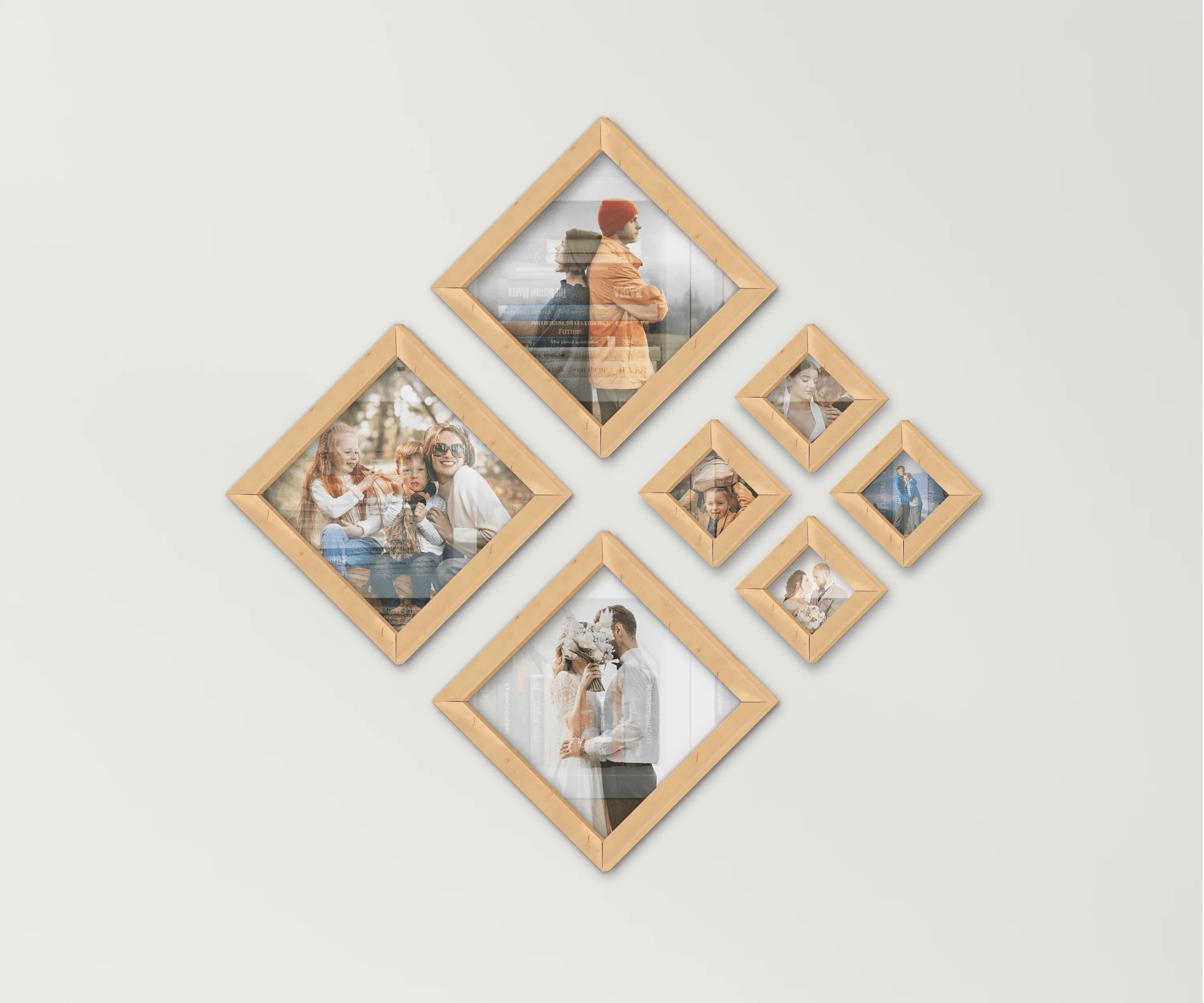Diamond Wooden Picture Frame Set | Puzzle Photo Collage - The Frame Depot