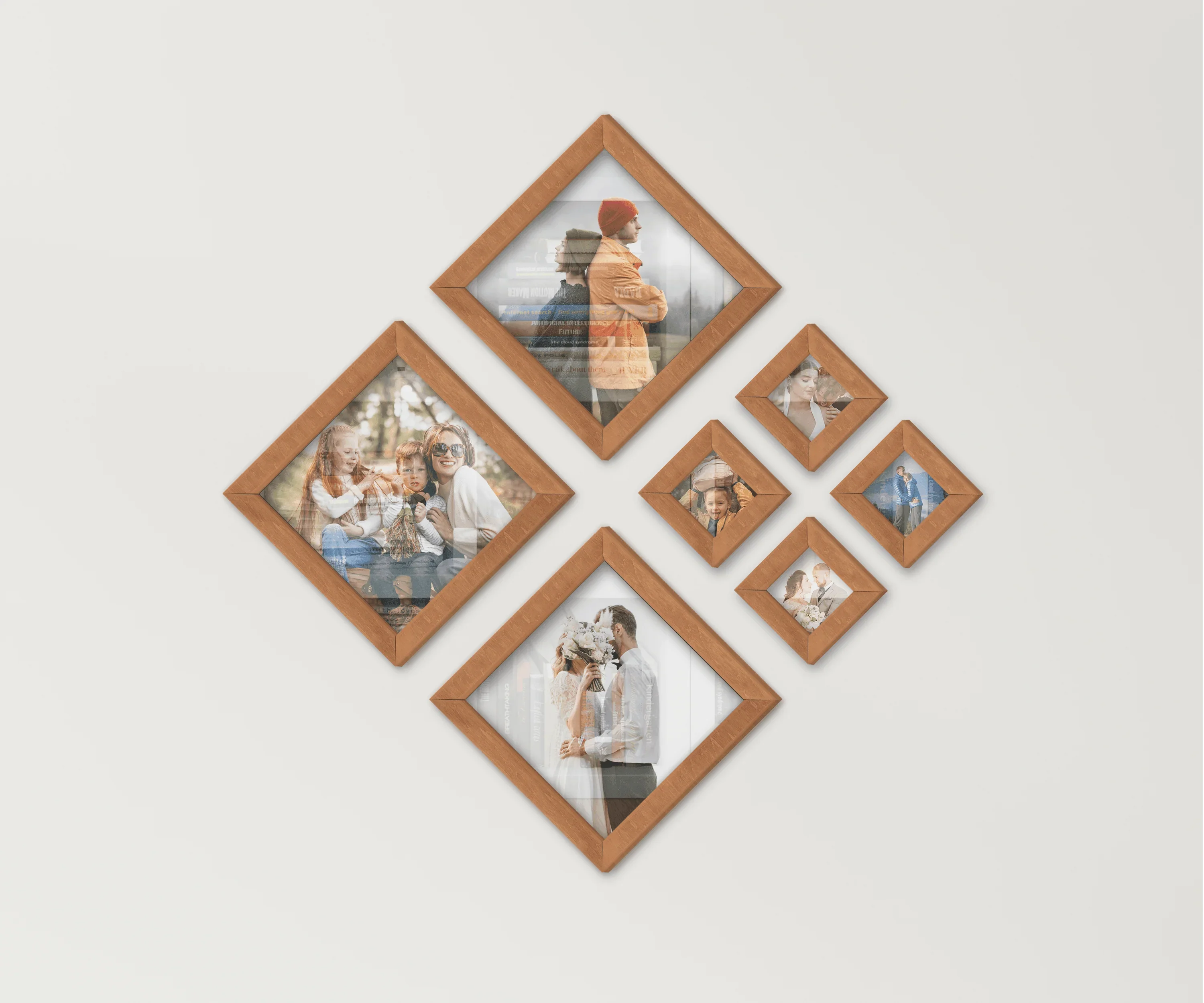 Diamond Wooden Picture Frame Set | Puzzle Photo Collage - The Frame Depot