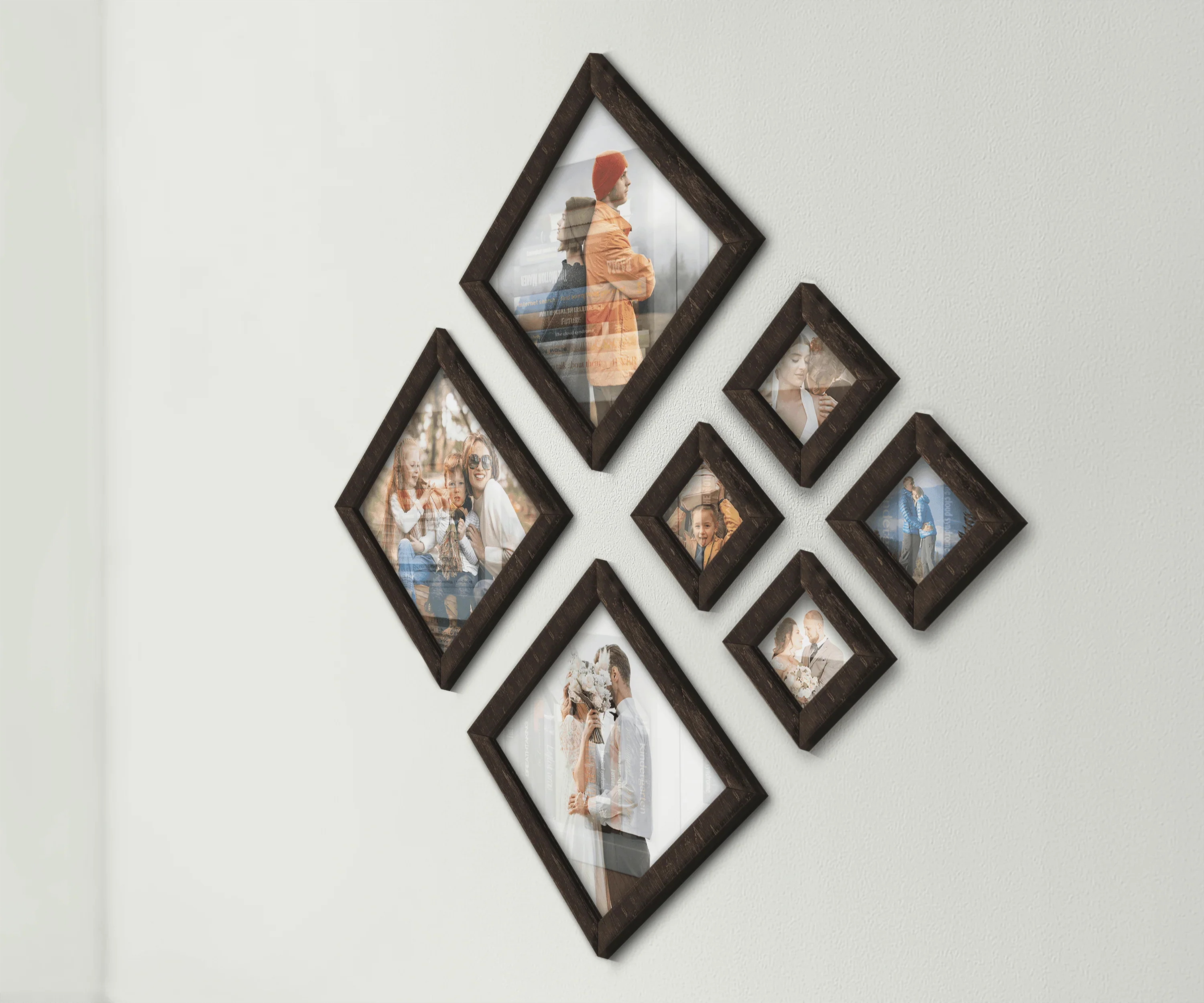 Diamond Wooden Picture Frame Set | Puzzle Photo Collage - The Frame Depot