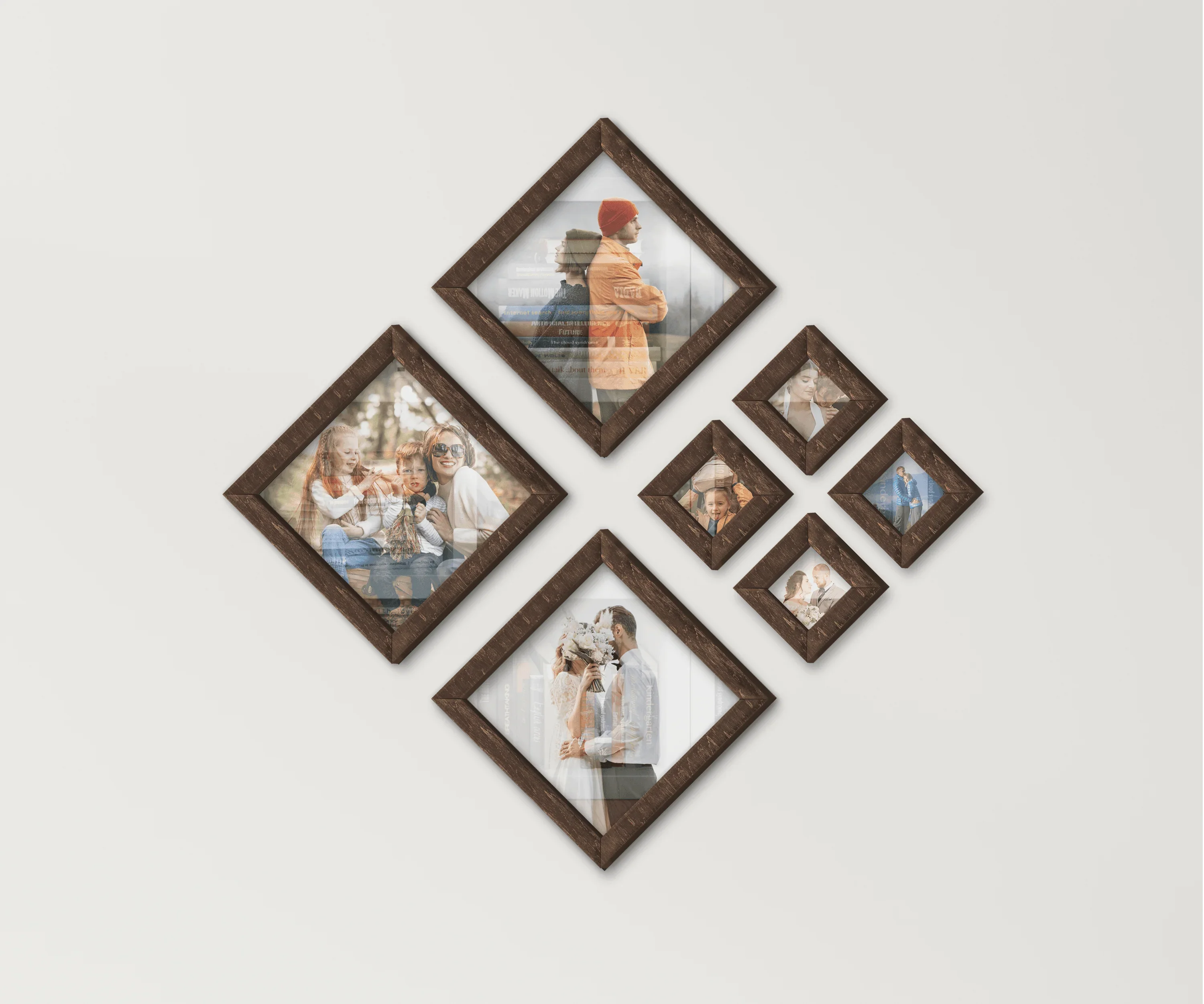 Diamond Wooden Picture Frame Set | Puzzle Photo Collage - The Frame Depot