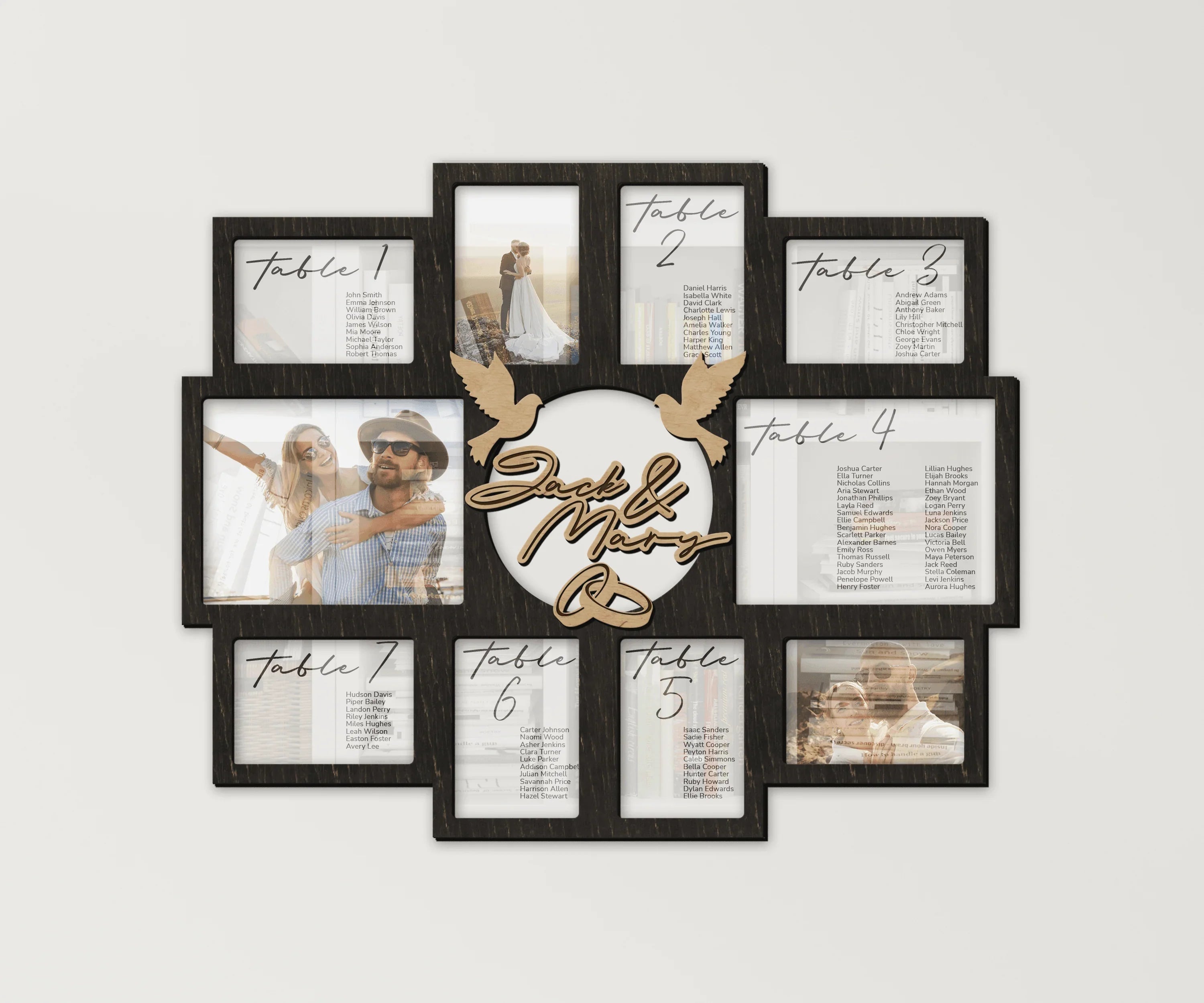 Personalized Wedding Seating Chart | Rustic Photo Frame Collage - The Frame Depot