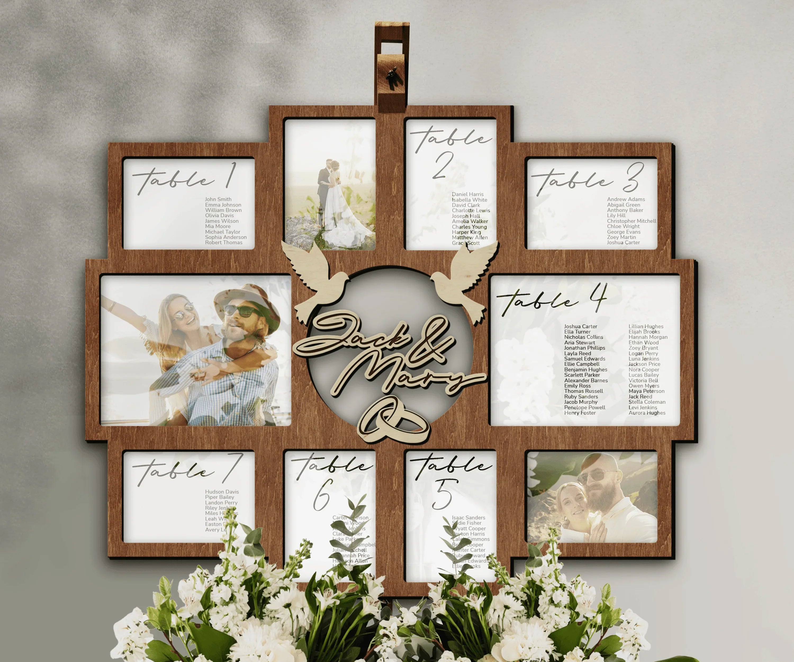 Personalized Wedding Seating Chart | Rustic Photo Frame Collage - The Frame Depot