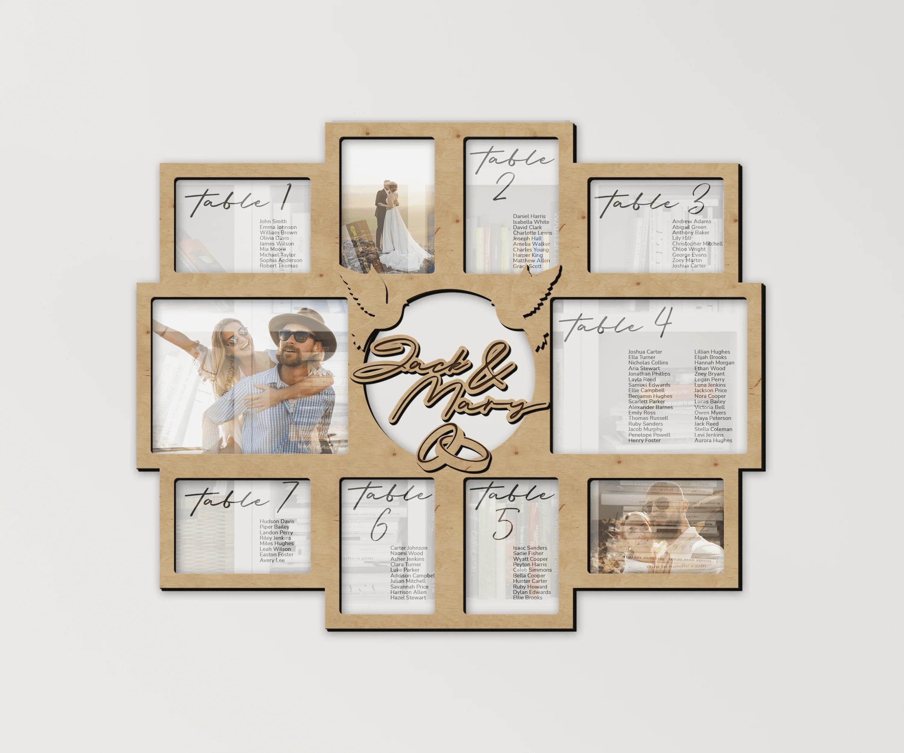 Personalized Wedding Seating Chart | Rustic Photo Frame Collage - The Frame Depot