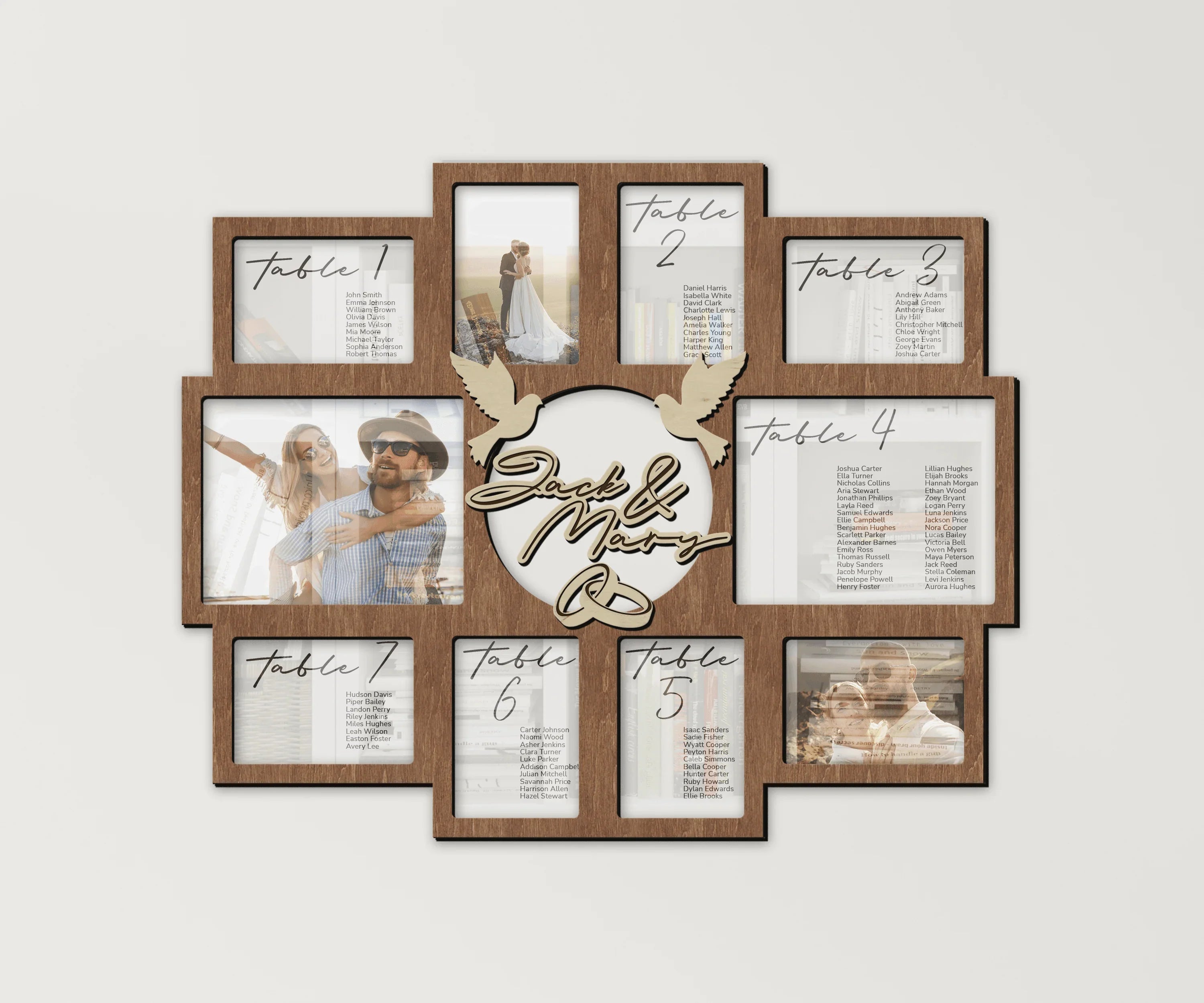 Personalized Wedding Seating Chart | Rustic Photo Frame Collage - The Frame Depot