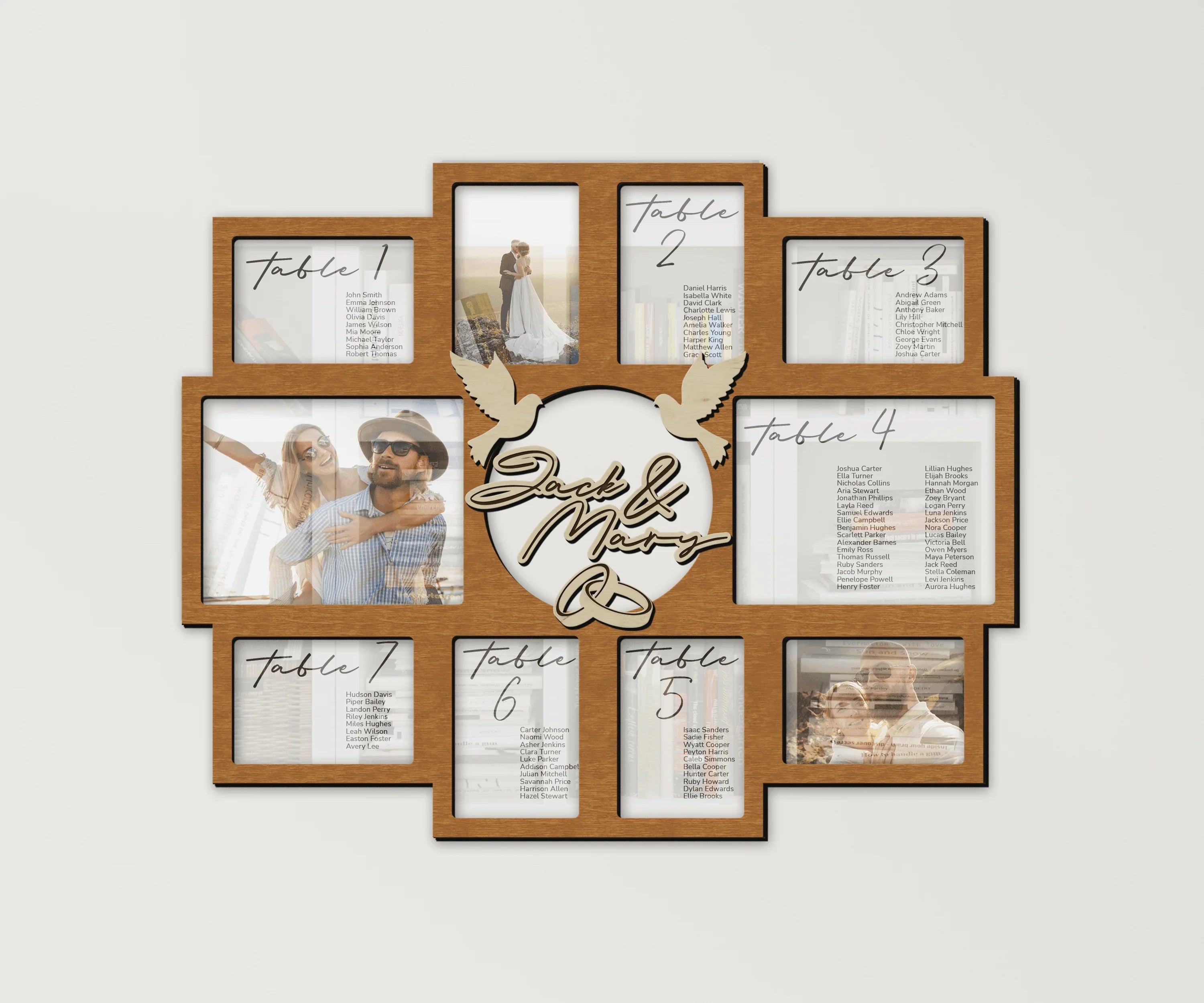 Personalized Wedding Seating Chart | Rustic Photo Frame Collage - The Frame Depot