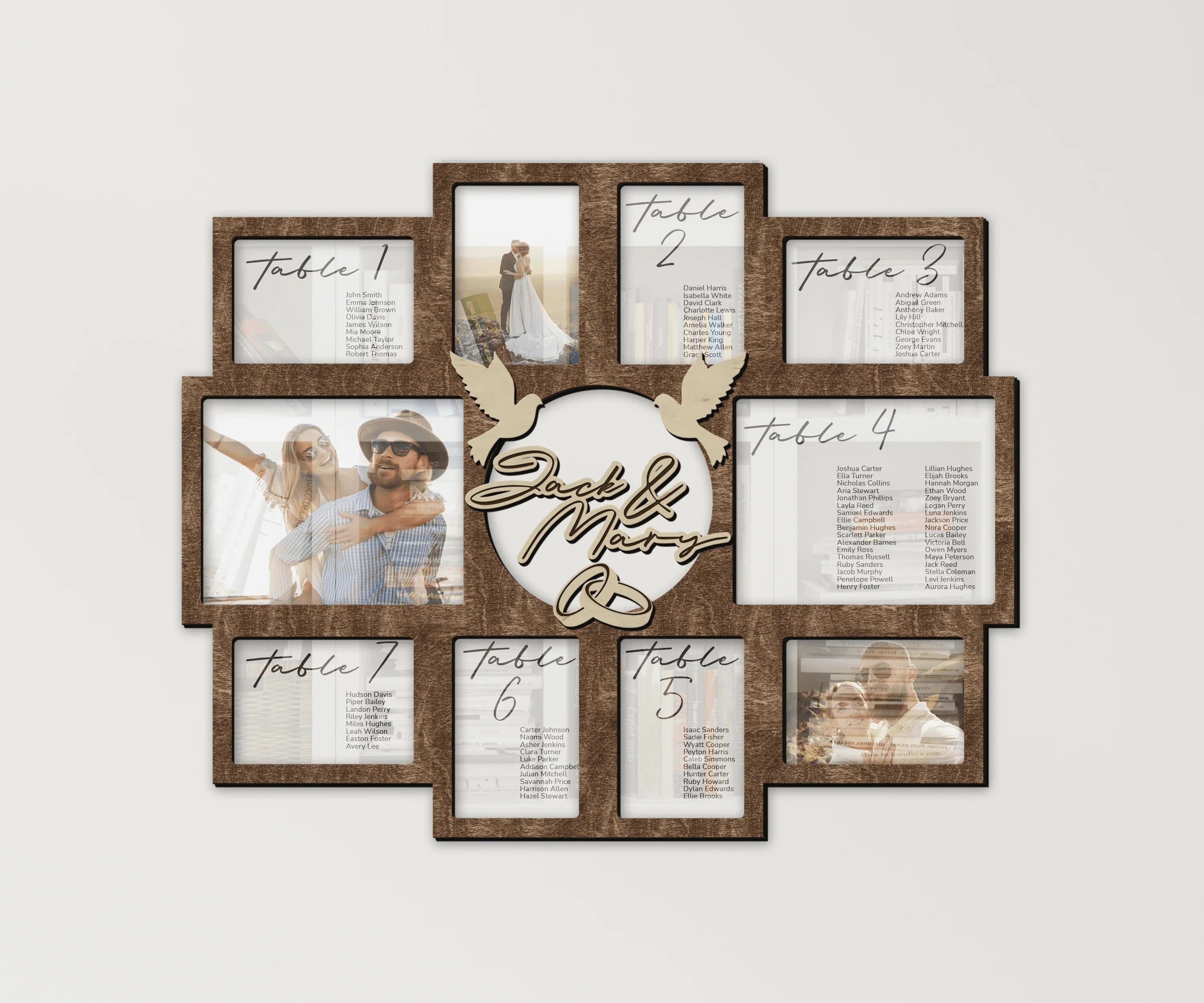 Personalized Wedding Seating Chart | Rustic Photo Frame Collage - The Frame Depot