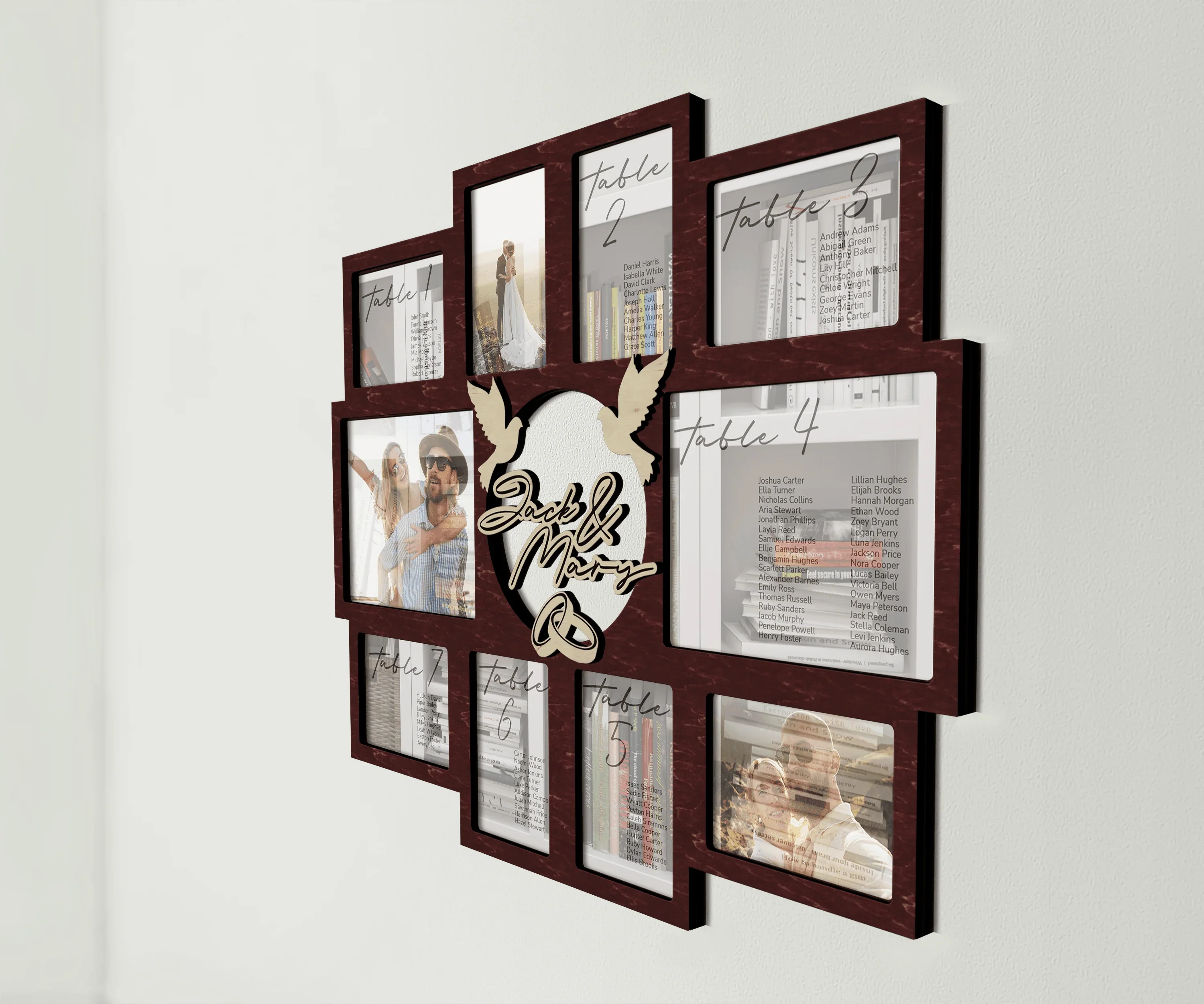 Personalized Wedding Seating Chart | Rustic Photo Frame Collage - The Frame Depot
