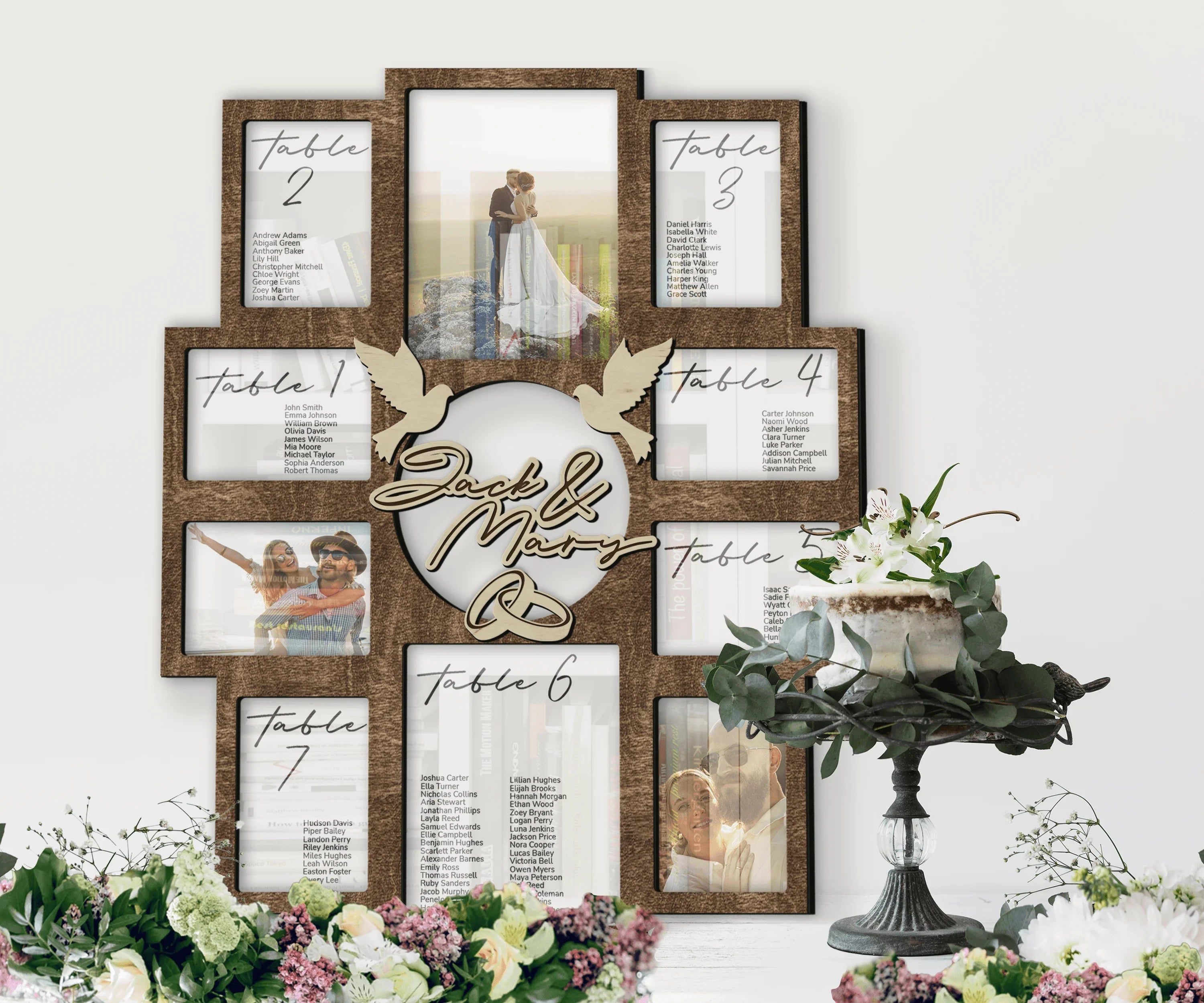 Personalized Wedding Seating Chart | Rustic Photo Frame Collage - The Frame Depot