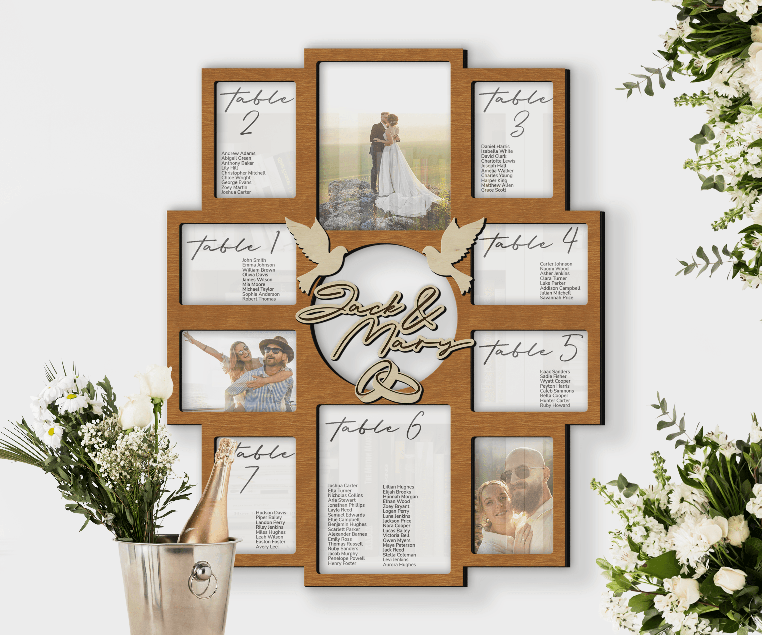 Personalized Wedding Seating Chart | Rustic Photo Frame Collage - The Frame Depot