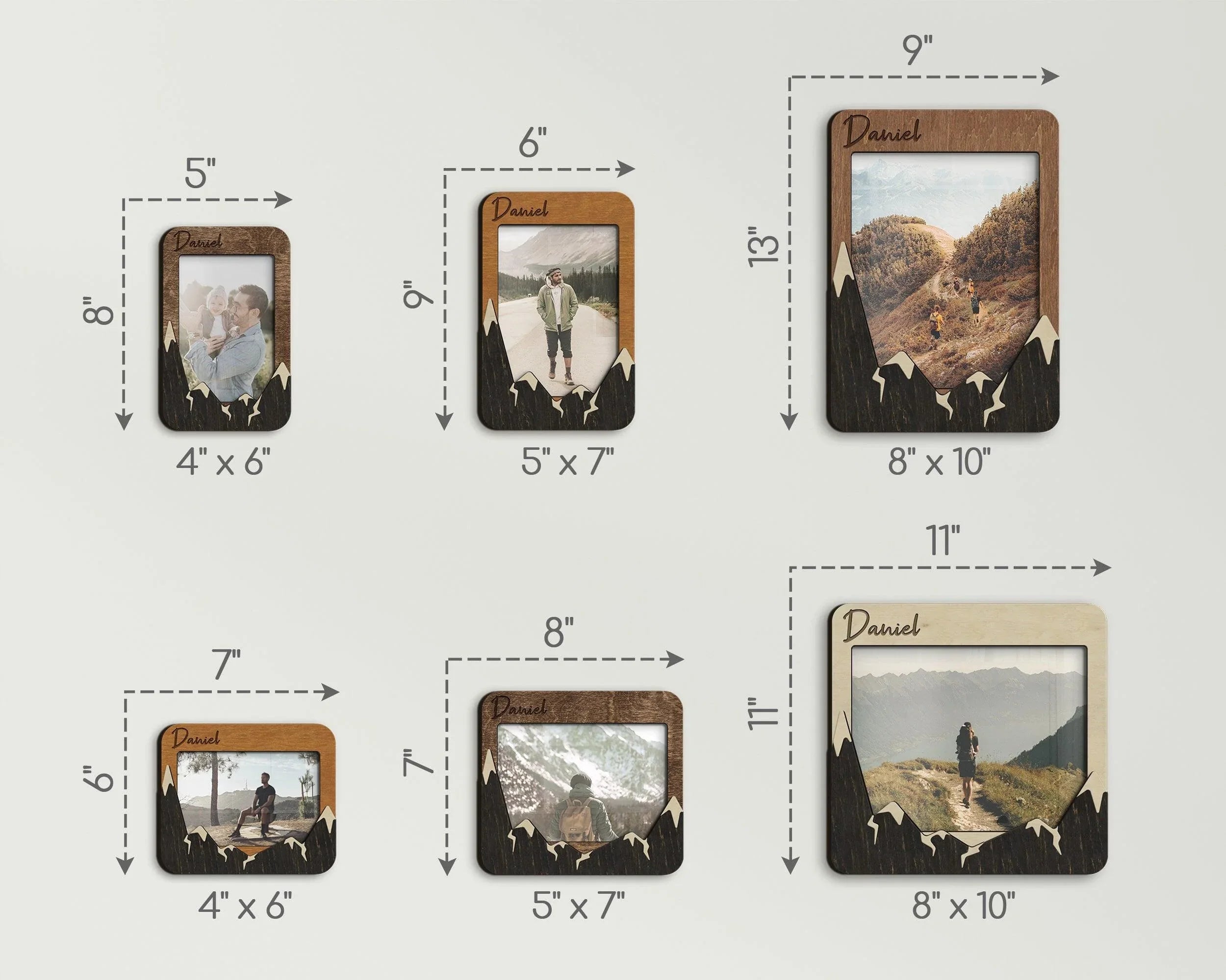 Personalized Mountain Picture Frame| Engraved Text | Custom Small Photo Frame - The Frame Depot