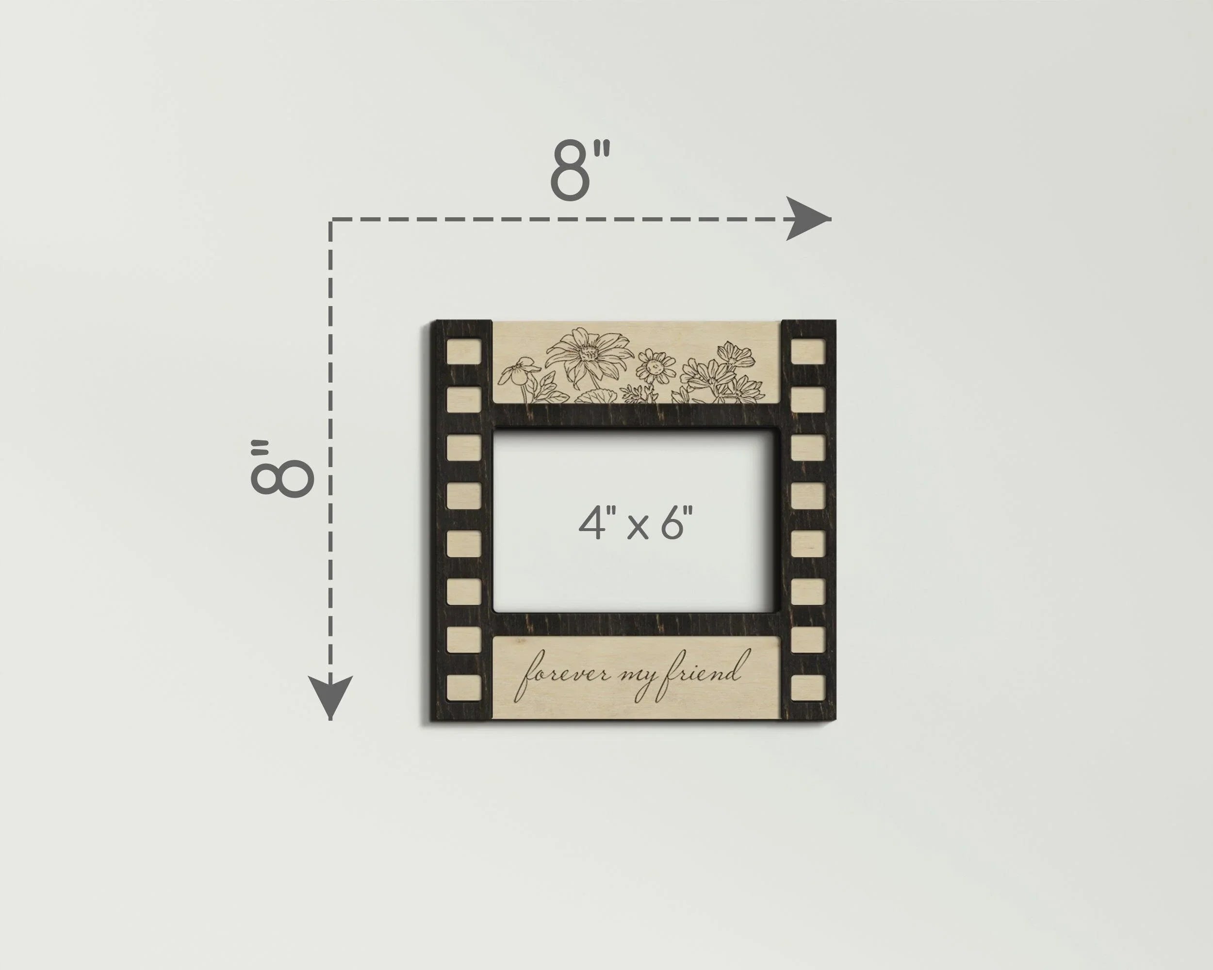 Floral Wooden Photo Frame | Engraved Forever My Friend Sign - The Frame Depot
