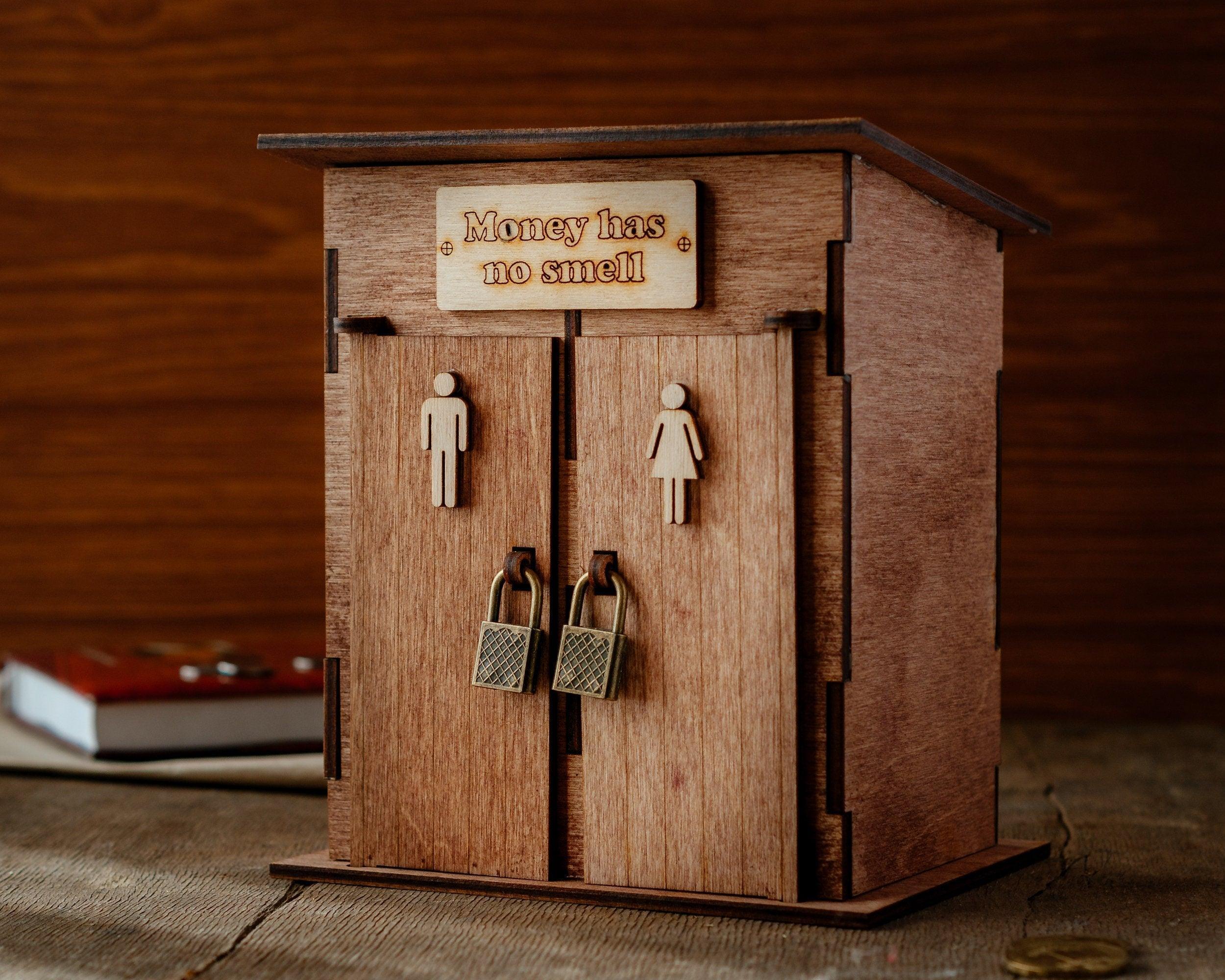 Wooden Toilet Piggy Bank | Fun Adult Coin Gift - The Frame Depot