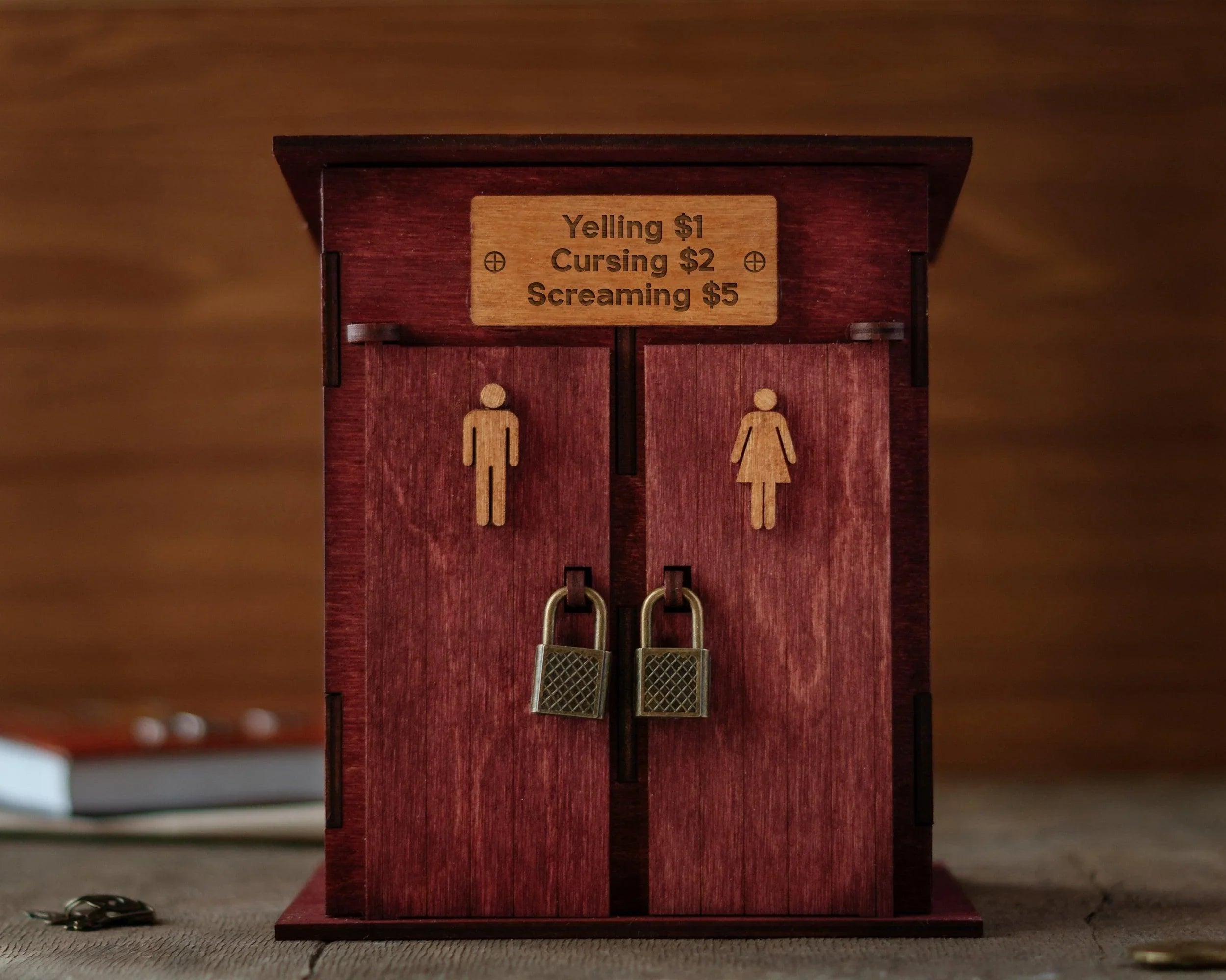 Wooden Toilet Piggy Bank | Fun Adult Coin Gift - The Frame Depot