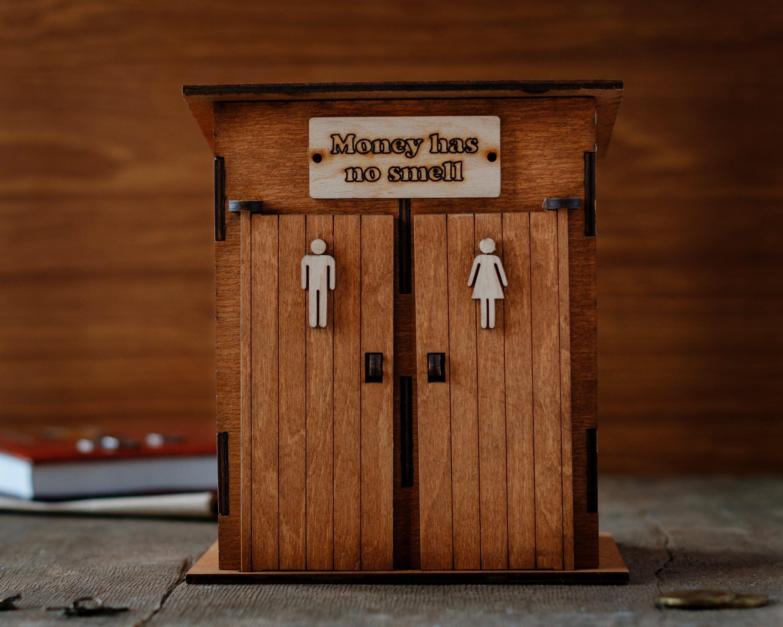 Wooden Toilet Piggy Bank | Fun Adult Coin Gift - The Frame Depot