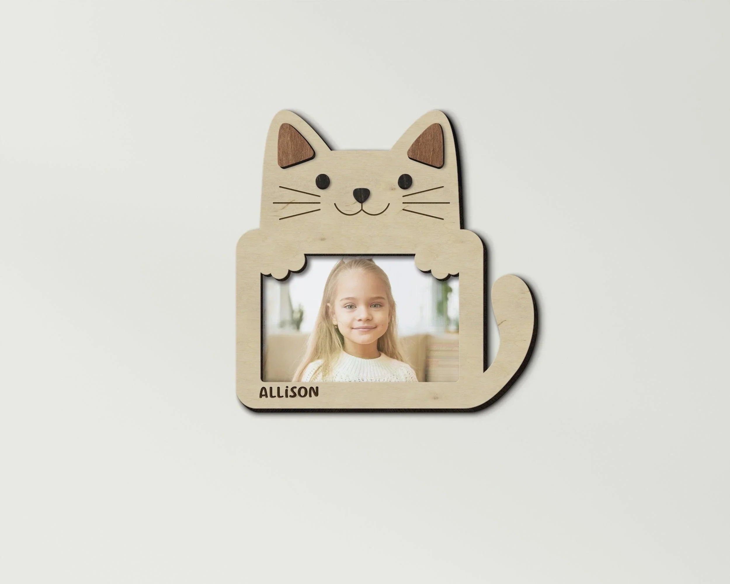 Personalized Cat Picture Frame | Wooden Kids Room Decor - The Frame Depot