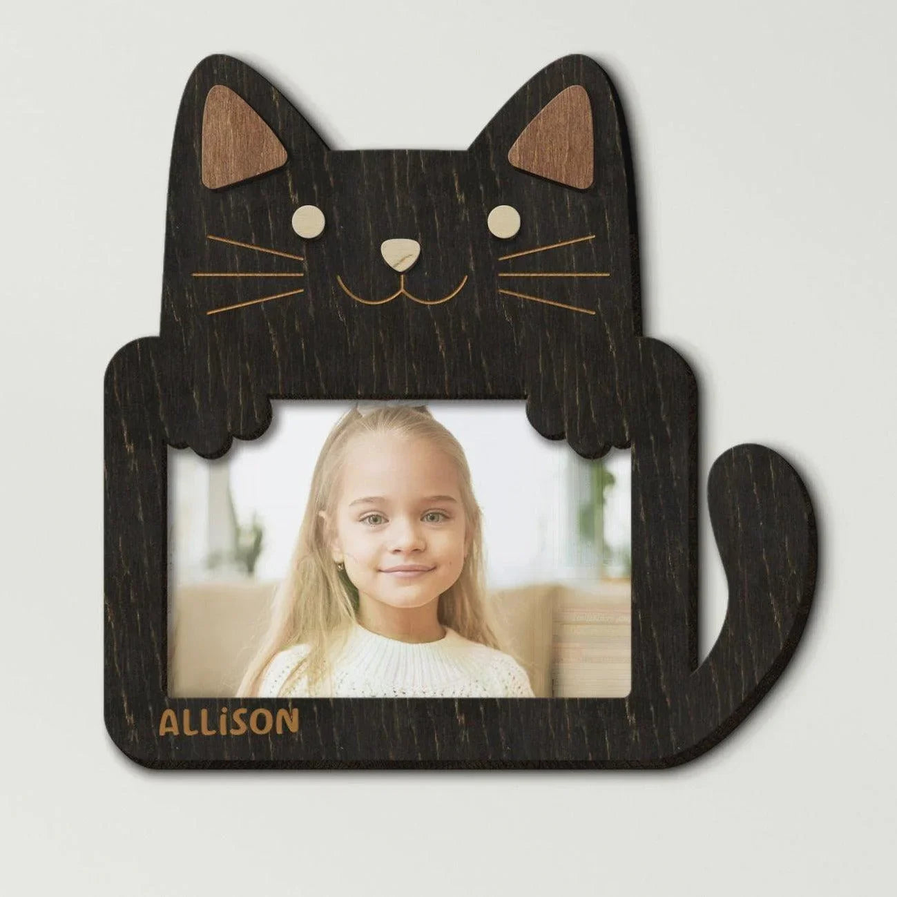 Personalized Cat Picture Frame | Wooden Kids Room Decor - The Frame Depot