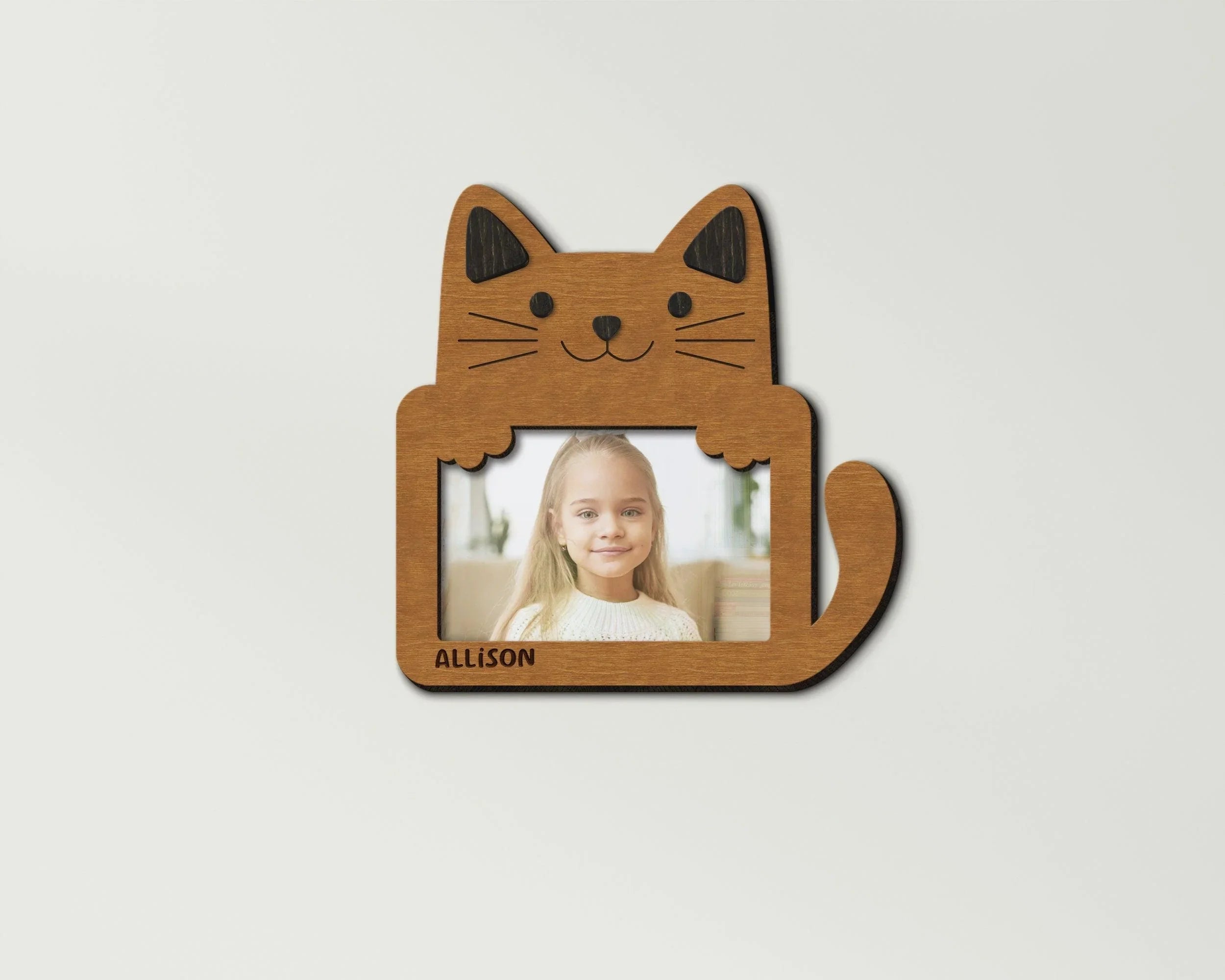 Personalized Cat Picture Frame | Wooden Kids Room Decor - The Frame Depot