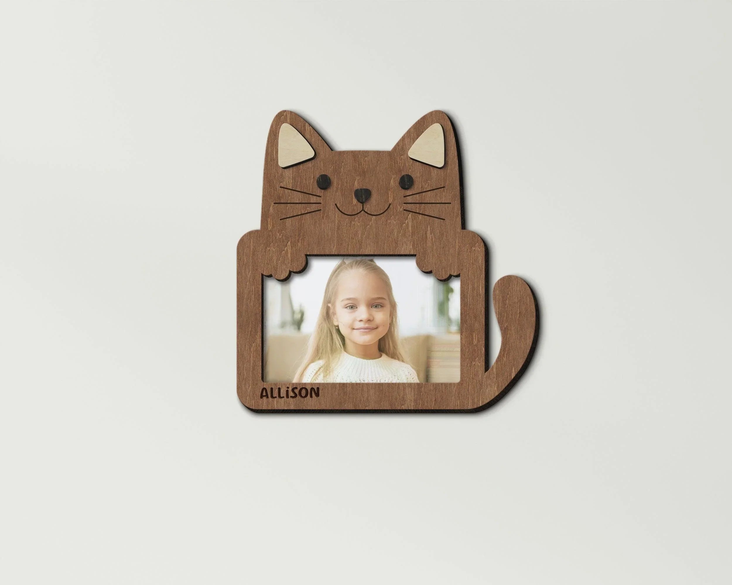 Personalized Cat Picture Frame | Wooden Kids Room Decor - The Frame Depot