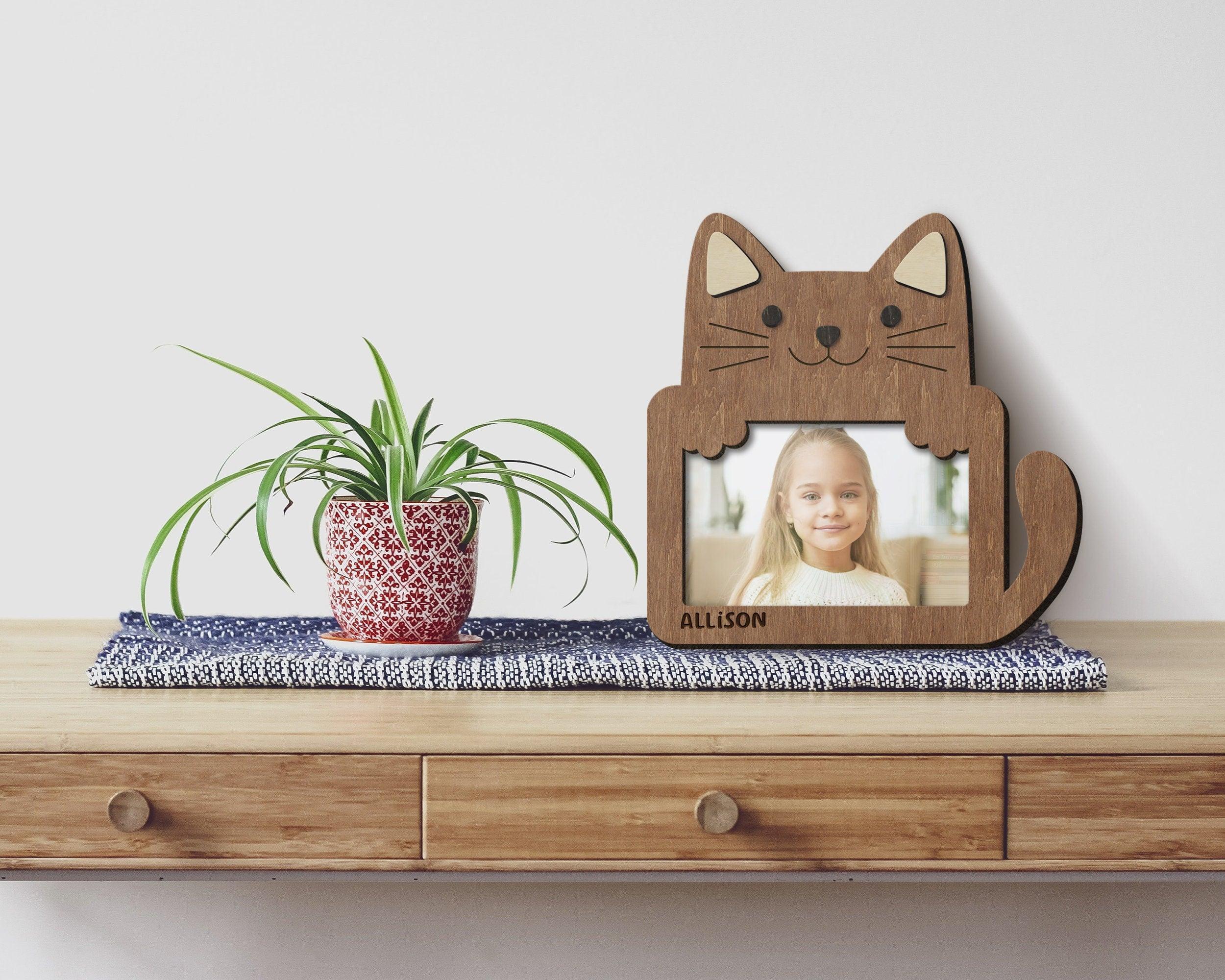 Personalized Cat Picture Frame | Wooden Kids Room Decor - The Frame Depot