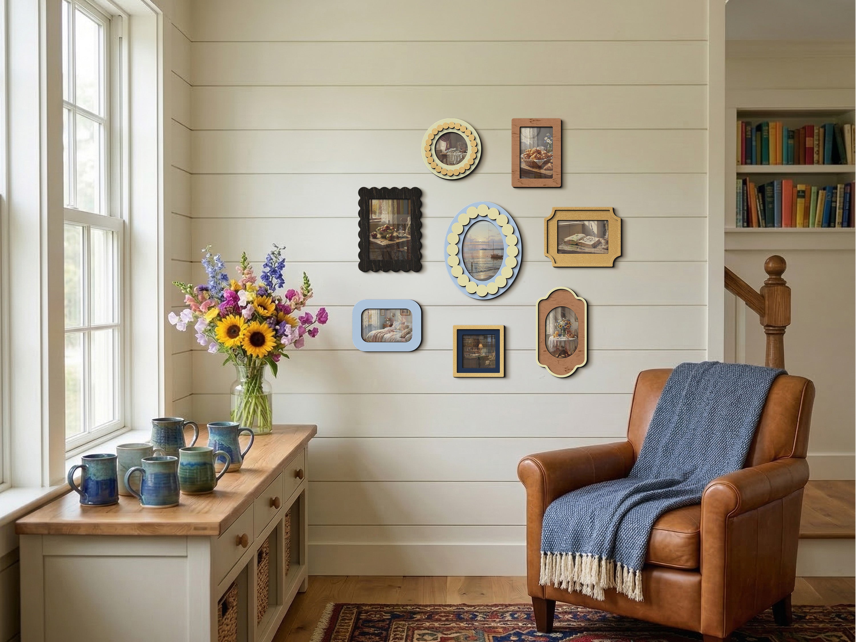 Scalloped Wooden Gallery Frame Set – Vintage Inspired Multi Size Picture Decor