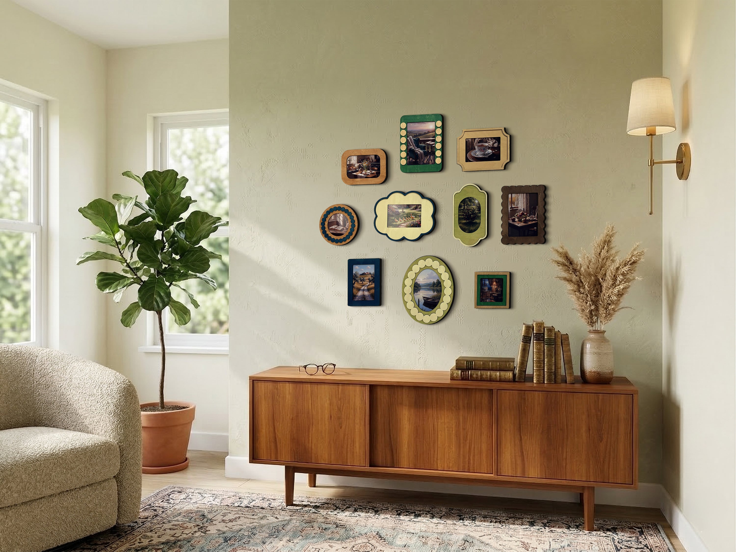 Scalloped Wooden Gallery Frame Set – Vintage Inspired Multi Size Picture Decor