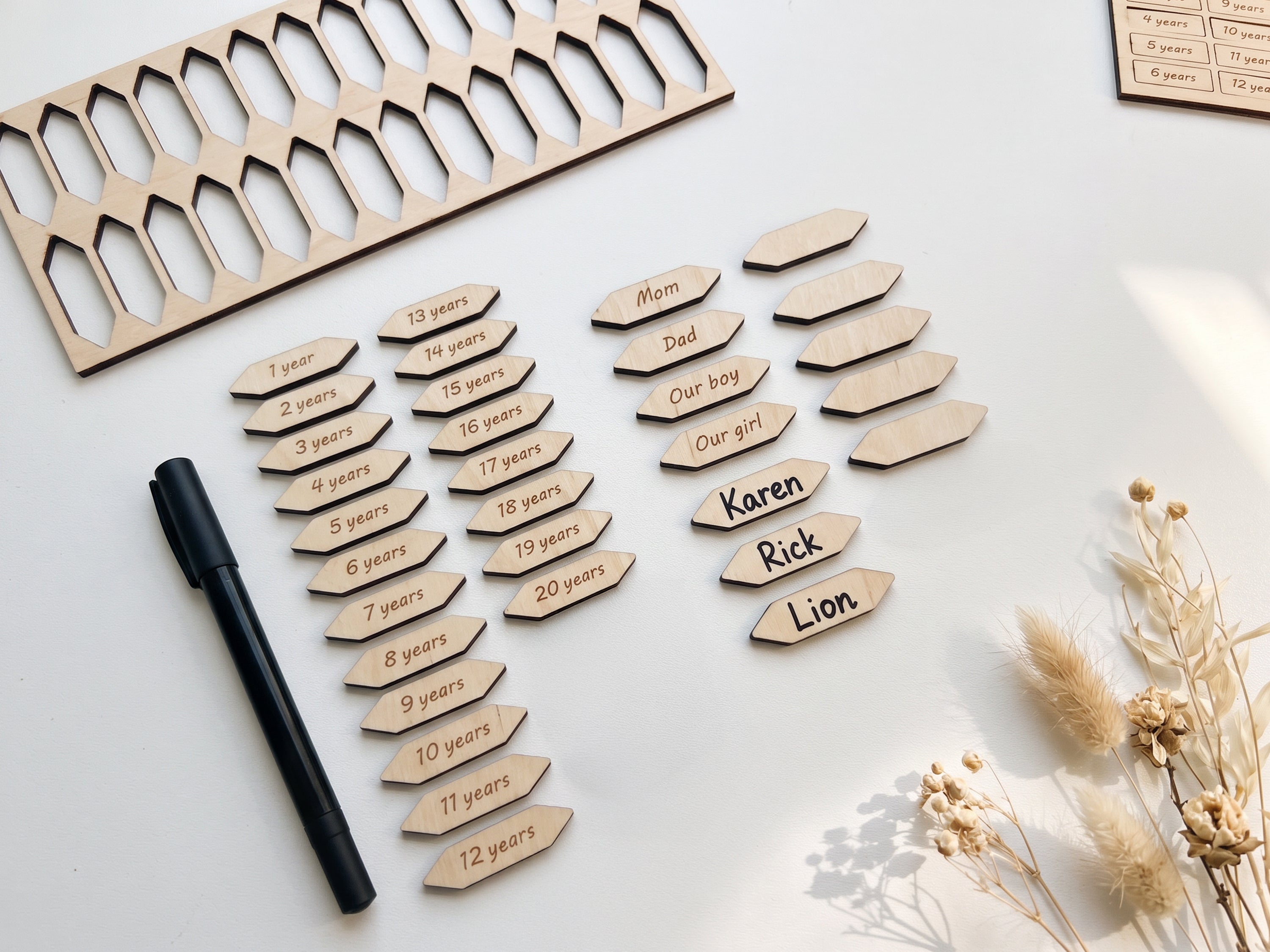 Sticker Set for Growth Chart Ruler | Wooden tags