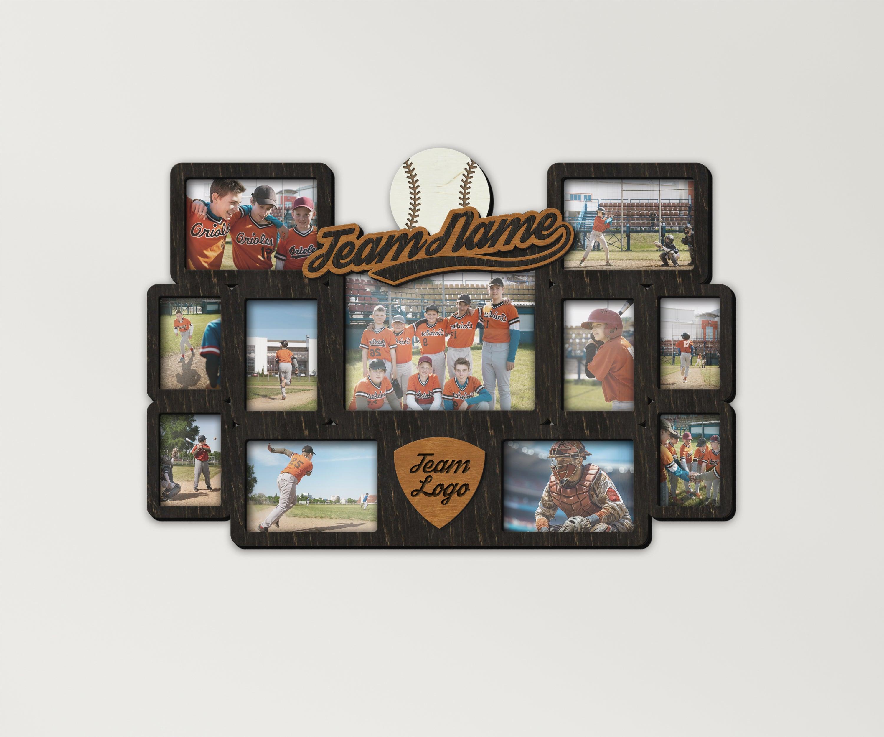 Baseball wall art Gifts for son Highschool sport team display for Boy teen room decor Custom engraved photo frames Personalized coach gift