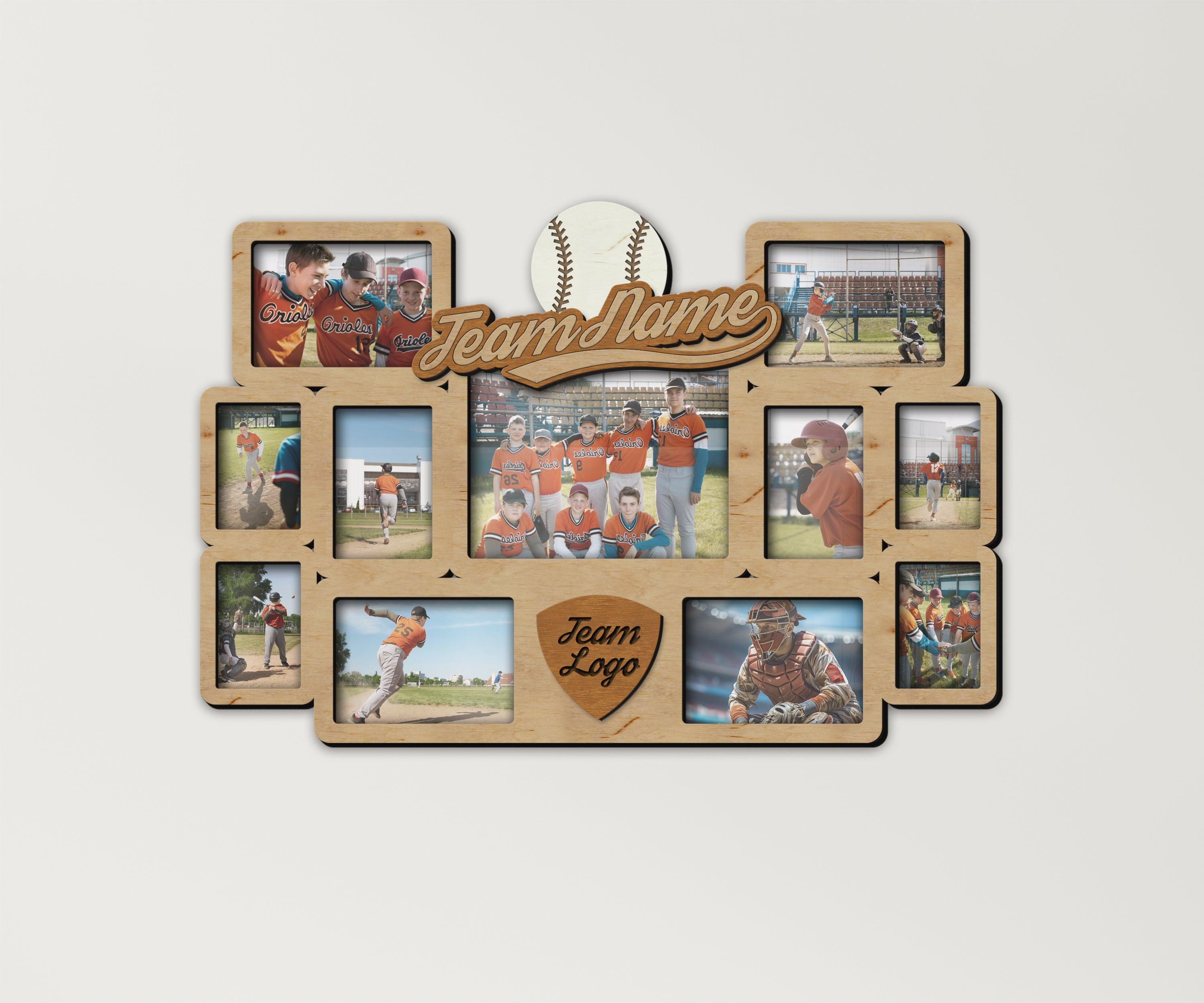 Baseball wall art Gifts for son Highschool sport team display for Boy teen room decor Custom engraved photo frames Personalized coach gift