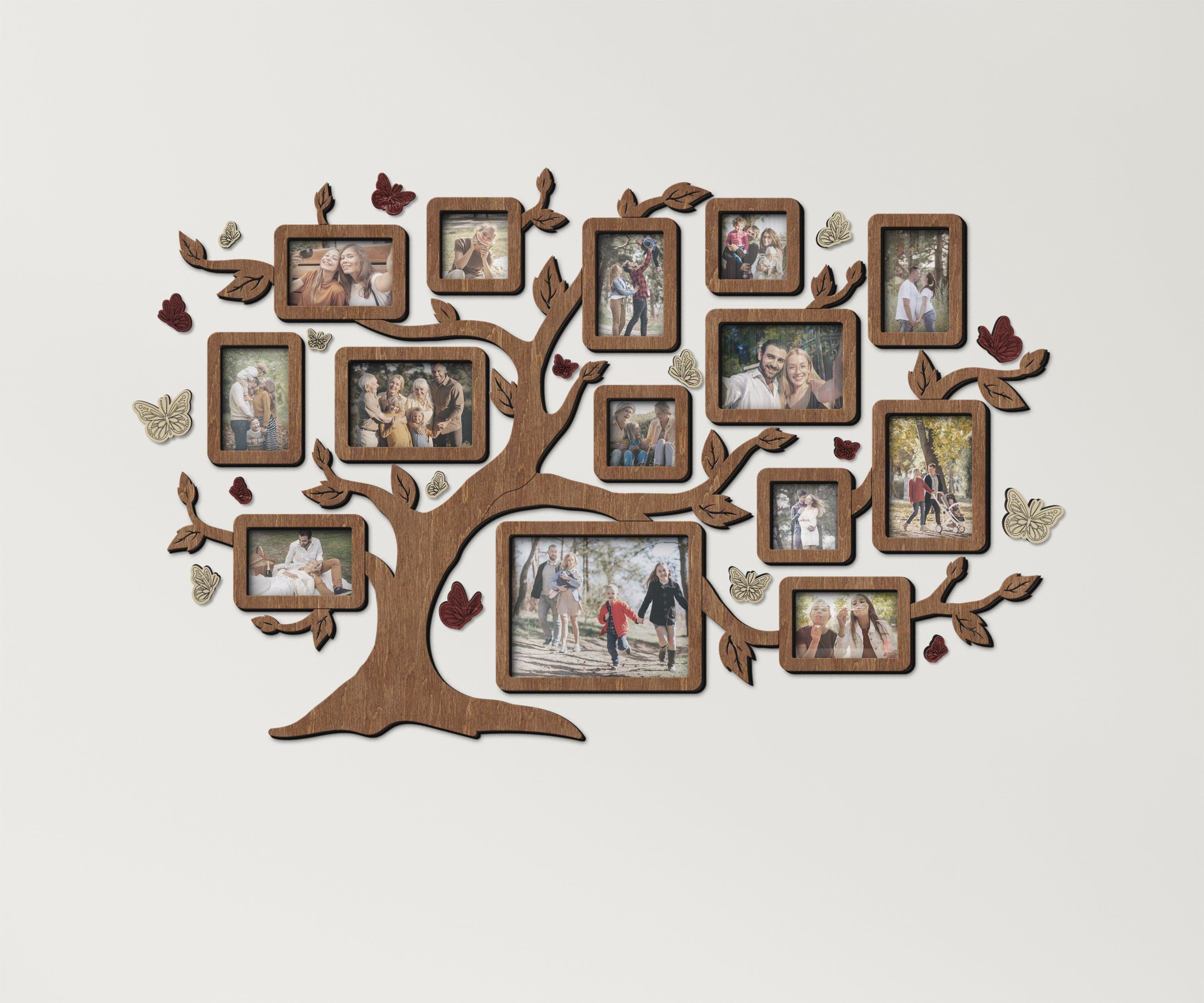 Personalized photo frame collage Custom color family tree wooden wall decor Genealogy tree Multiple frames 4x6 5x7 Gift for her - The Frame Depot