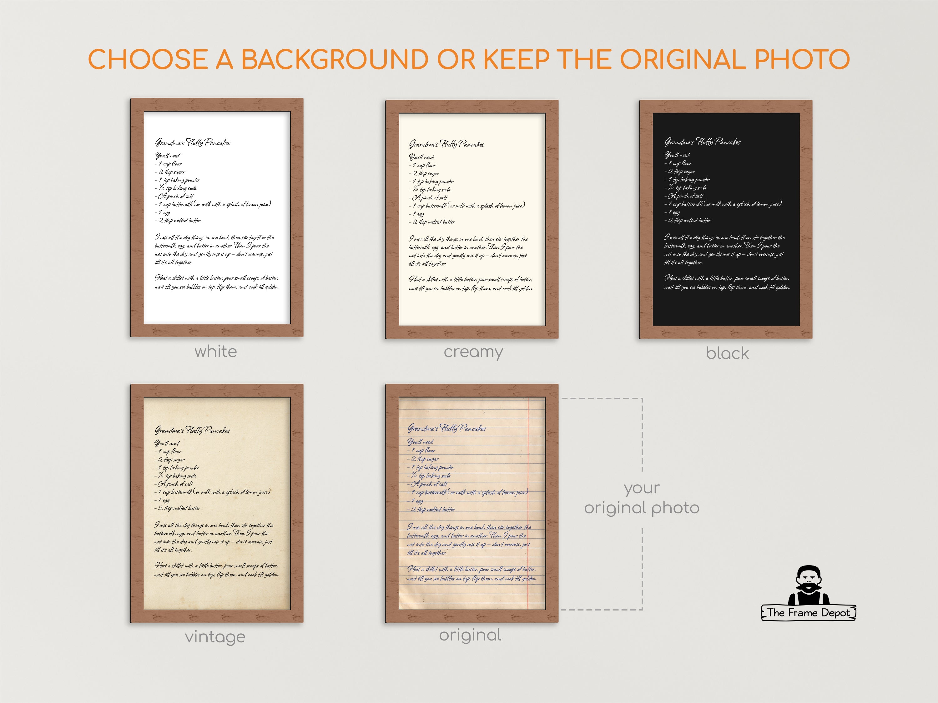 Handwritten Recipe Print Frame – Custom Grandma's Recipe for Gift