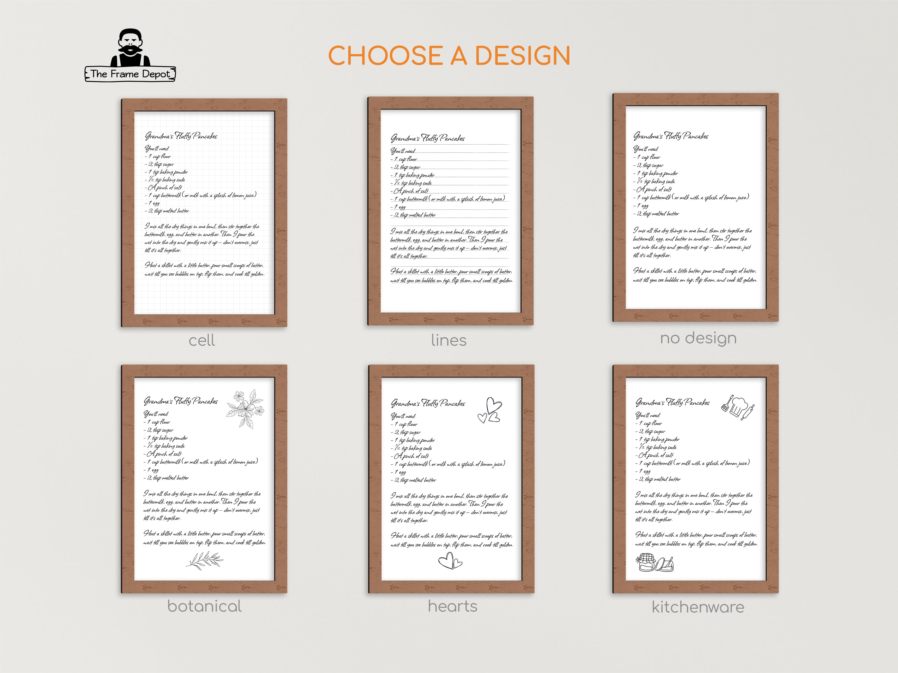 Handwritten Recipe Print Frame – Custom Grandma's Recipe for Gift