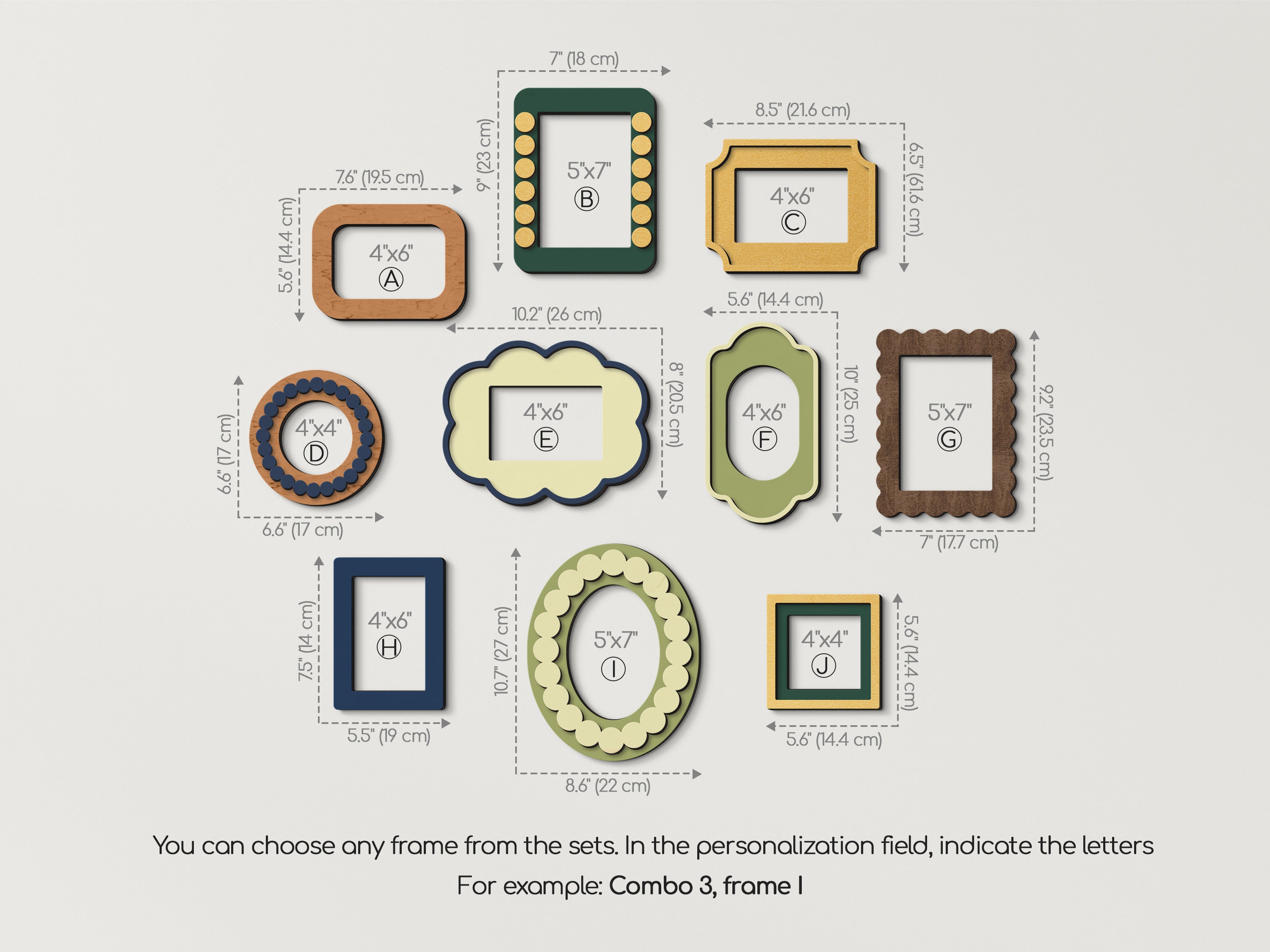 Scalloped Wooden Gallery Frame Set – Vintage Inspired Multi Size Picture Decor