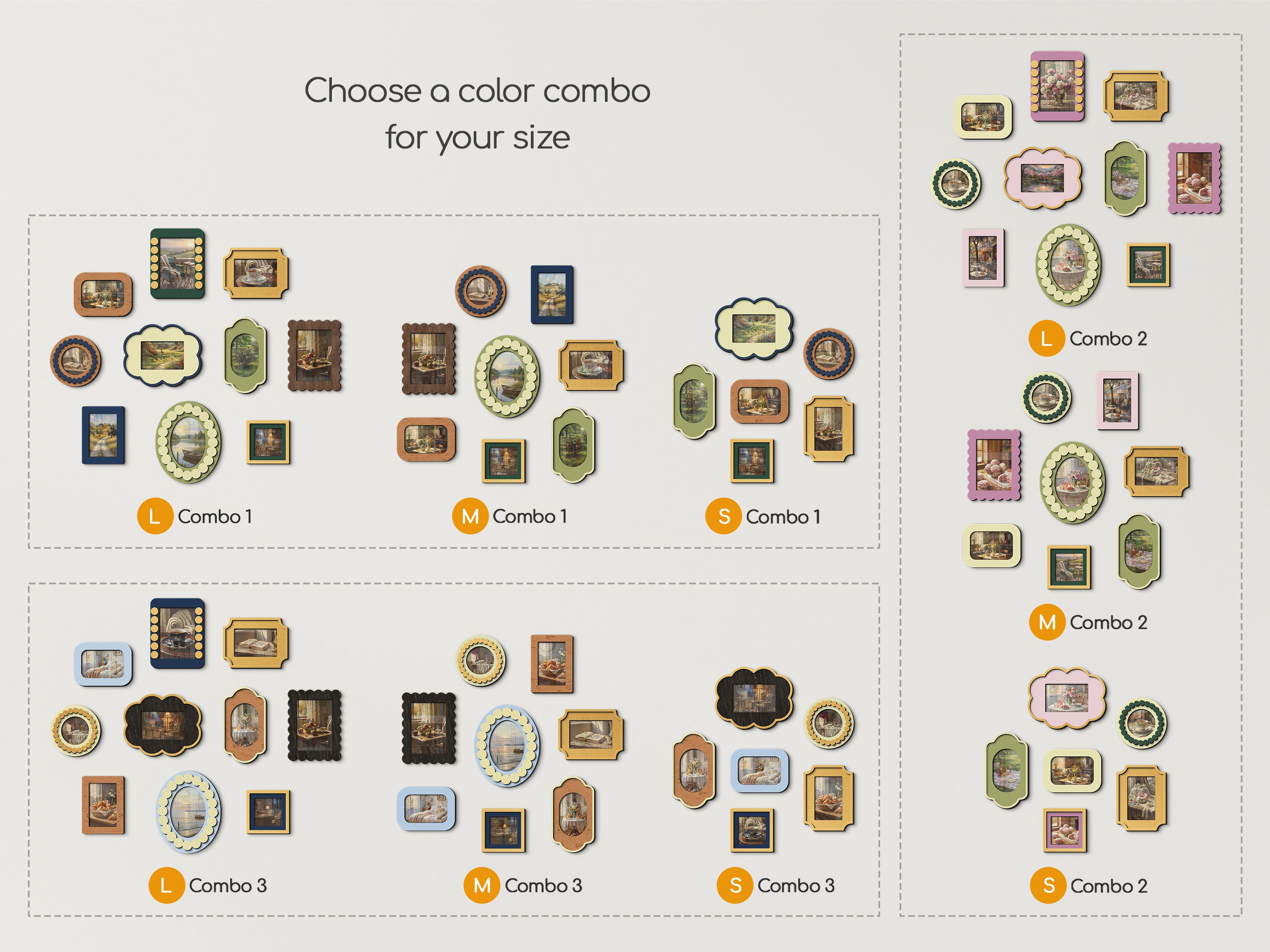 Scalloped Wooden Gallery Frame Set – Vintage Inspired Multi Size Picture Decor