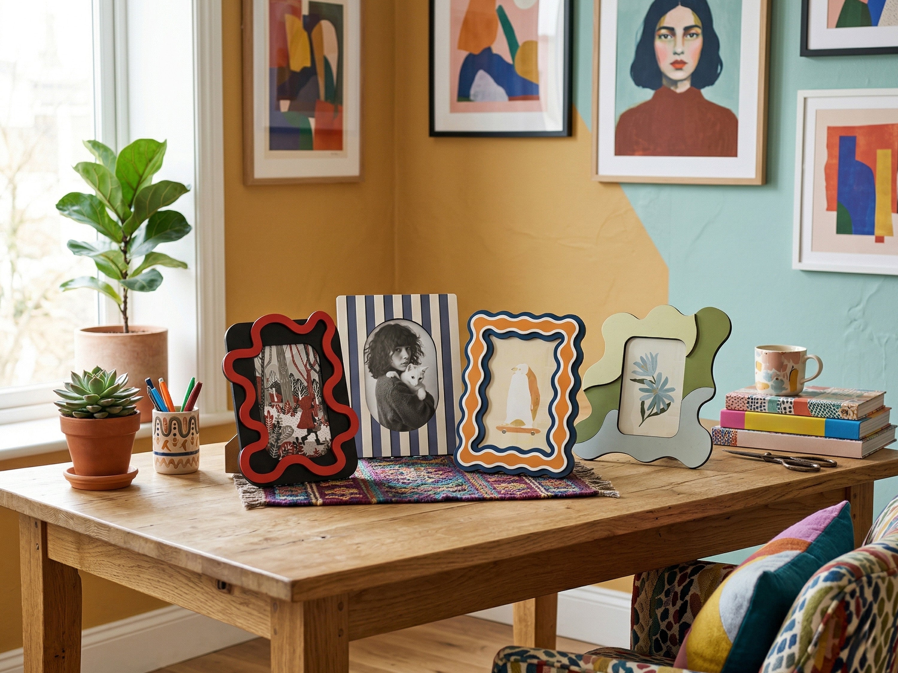 Colorful photo frame | Wavy & Fun Striped Design