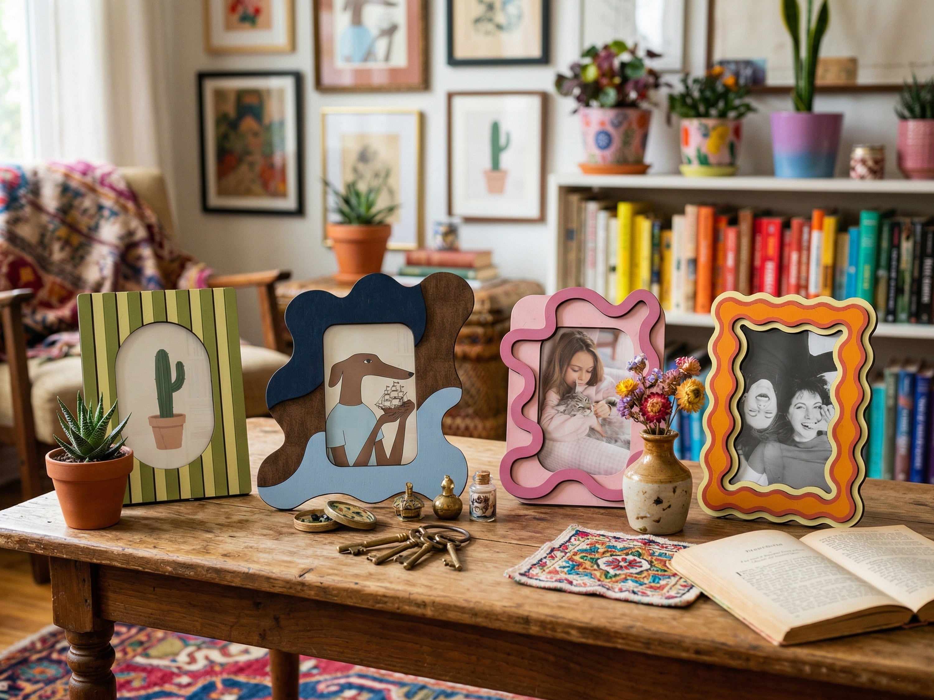 Colorful photo frame | Wavy & Fun Striped Design