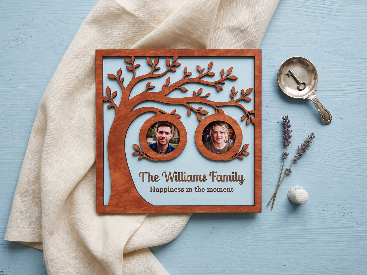 Personalized Family Tree Picture Frame – Custom Wooden Photo Collage