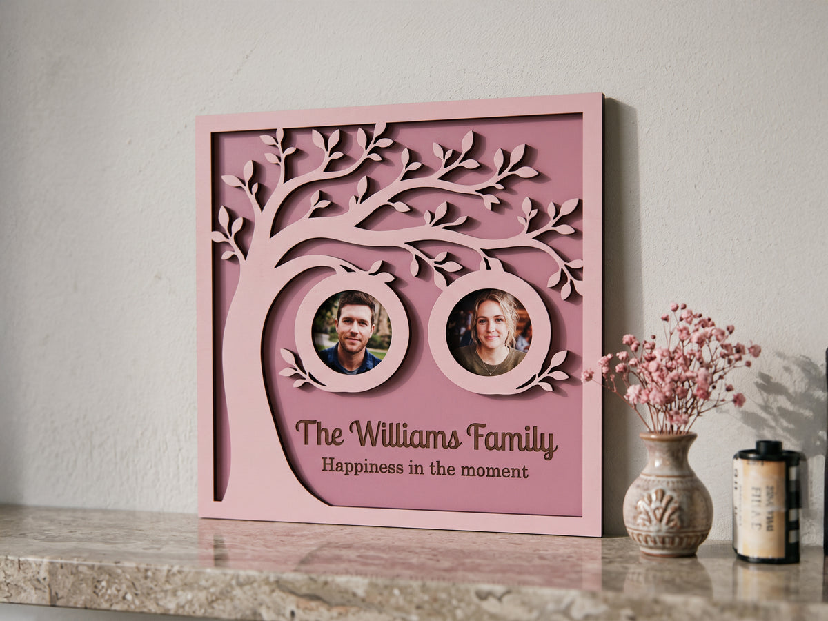 Personalized Family Tree Picture Frame – Custom Wooden Photo Collage