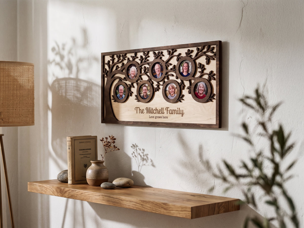 Personalized Family Tree Picture Frame – Custom Wooden Photo Collage