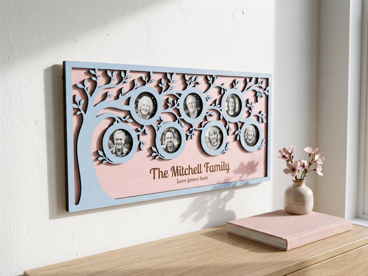 Personalized Family Tree Picture Frame – Custom Wooden Photo Collage
